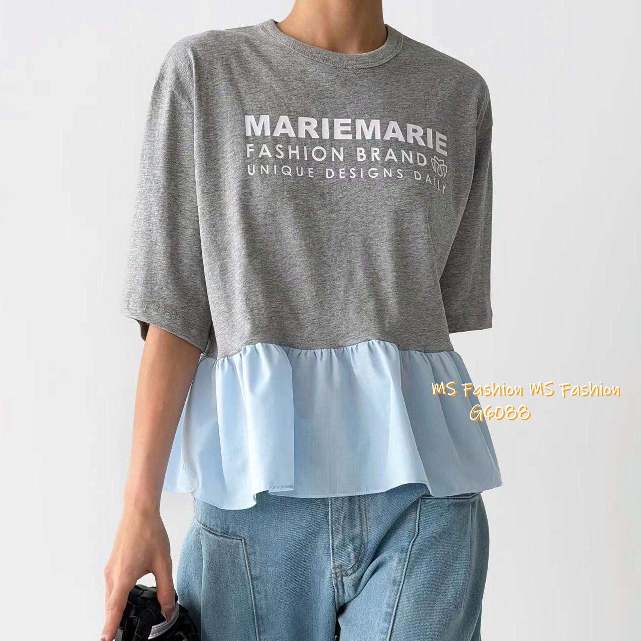 G6088 韓國🇰🇷型格字母拼布top