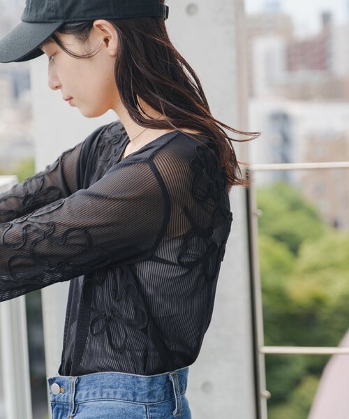 花花刺繡薄紗上衣【JT025】