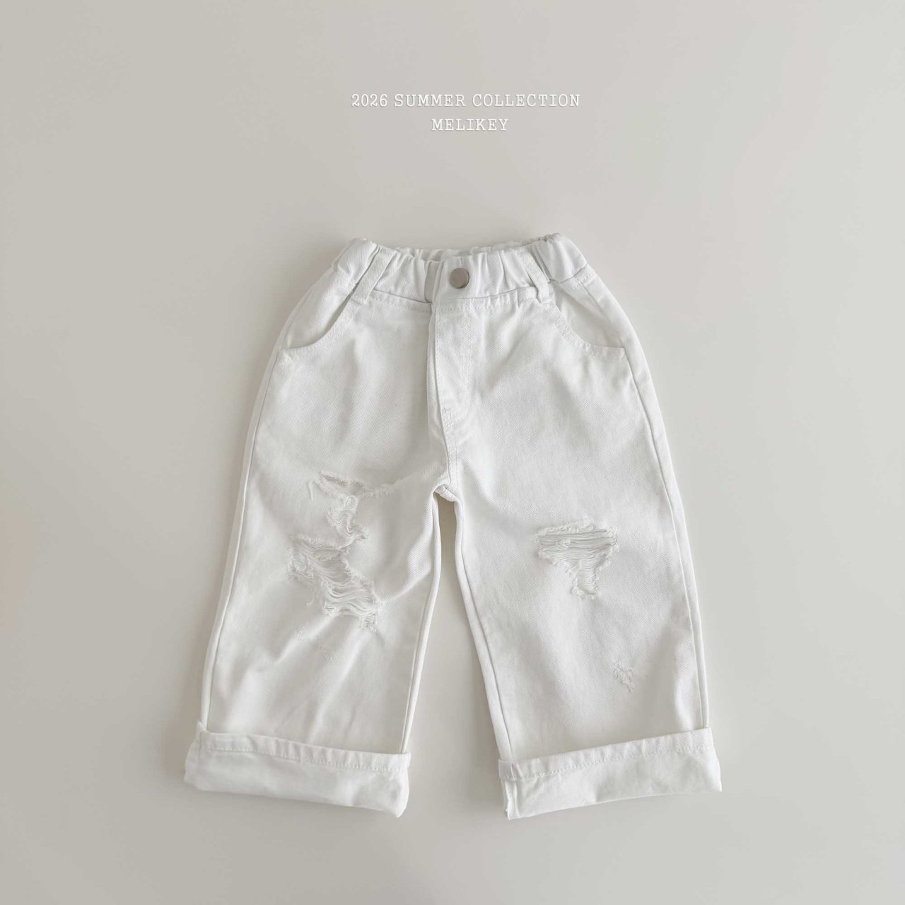 Folding Distressed Denim Pants