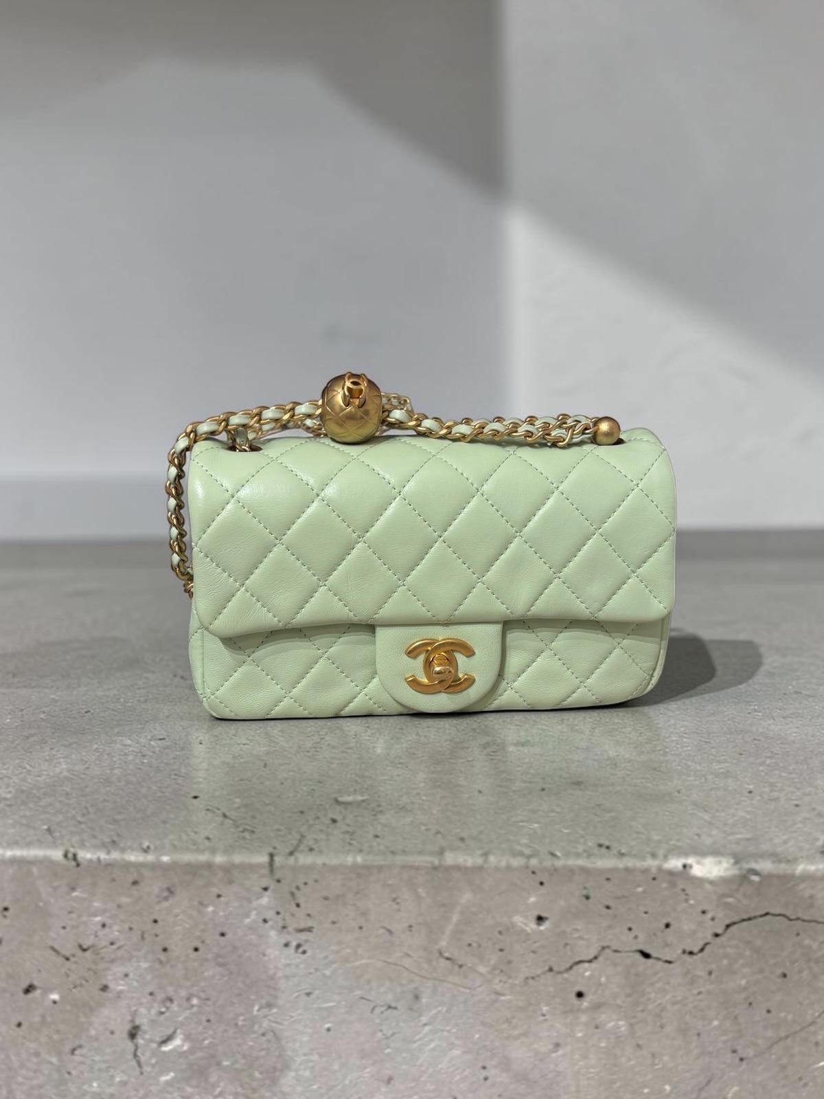 Chanel mini flap with pearl crush 金球 100%Authentic ,95%new ✅收據✅晶片✅塵袋✅box 