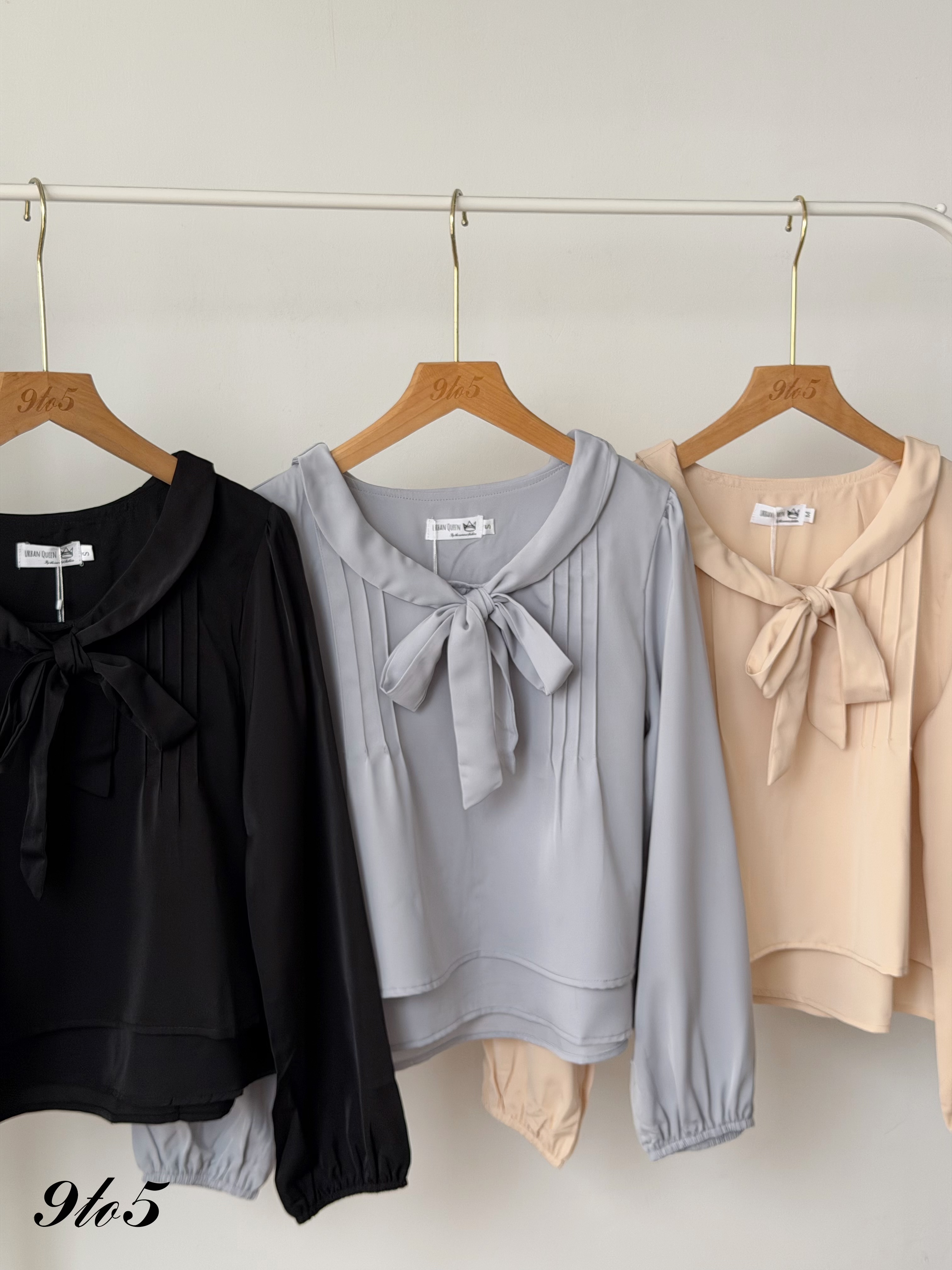 T4518 Bow-tie Long Sleeve Blouse - 3 Colors 