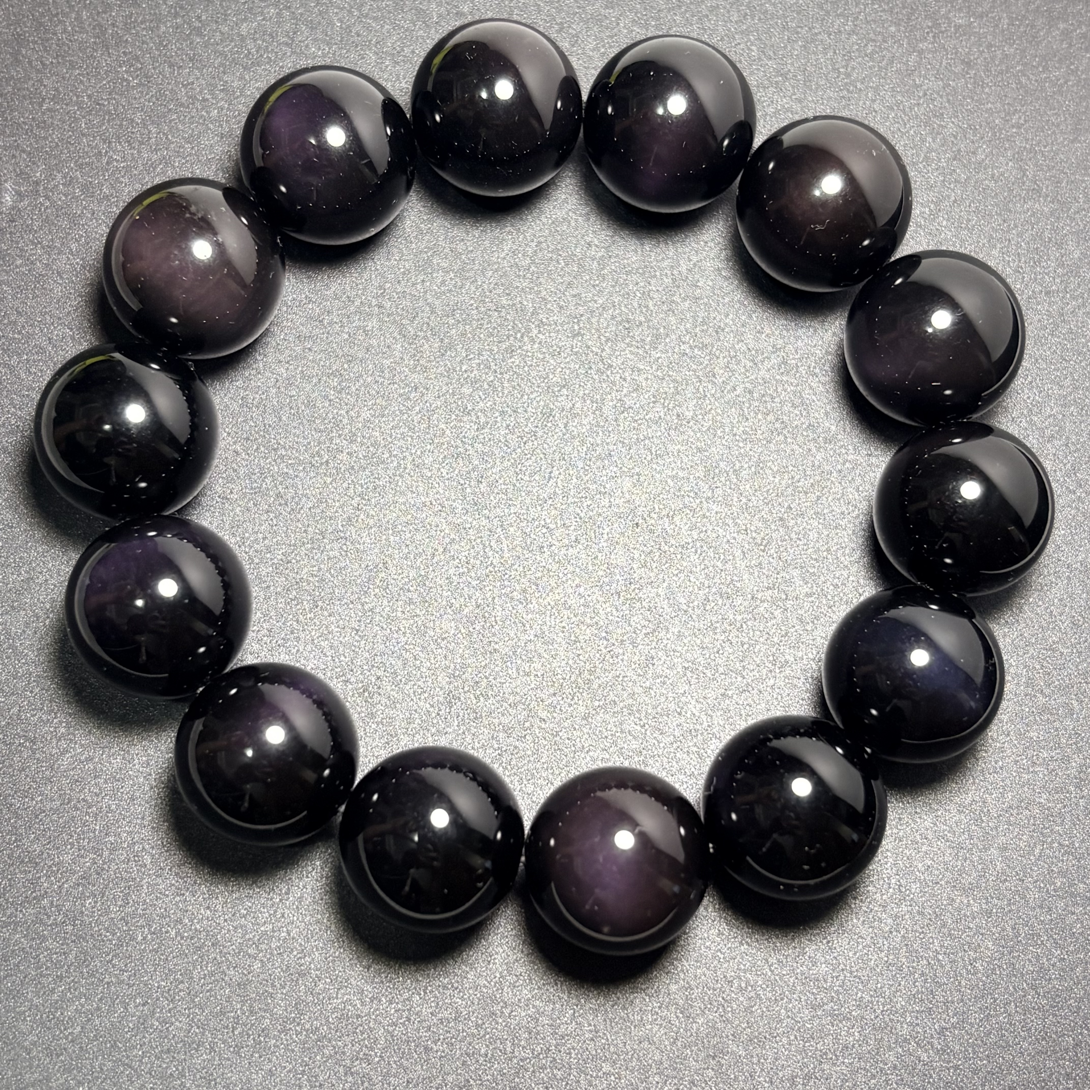 16mm雙彩彩曜石手串（紫紅）No.4487丨規格:16mm珠/ 18cm內圈