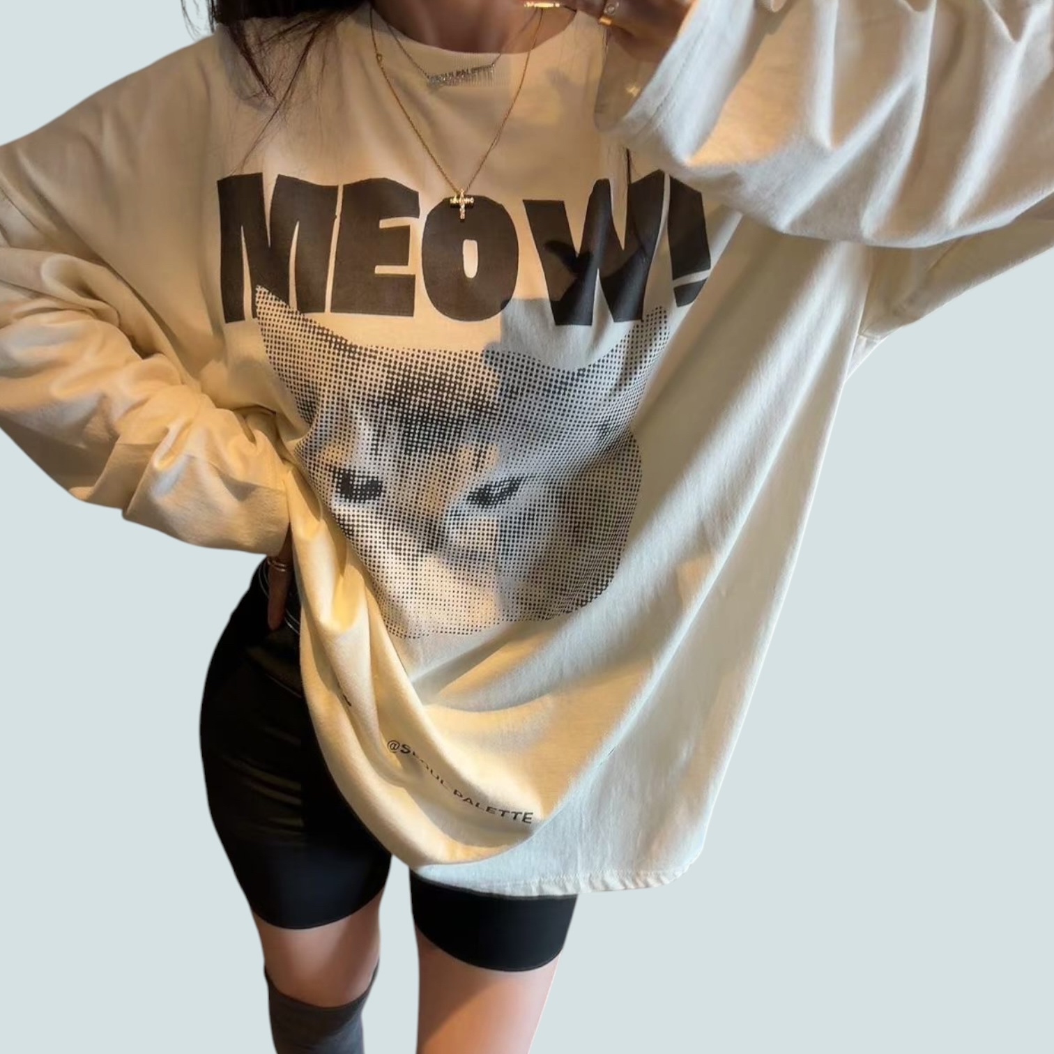 221608 “MEOW!”貓咪長 tee