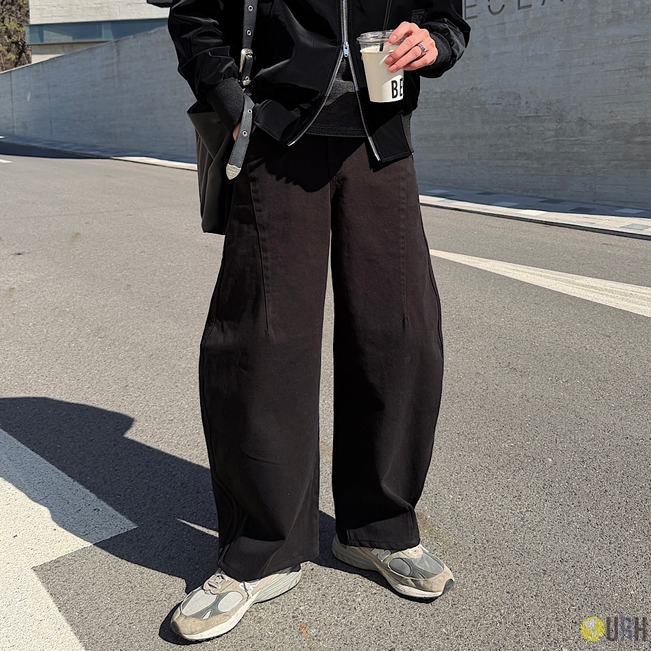 【100%保證韓國直送】韓系質感 3D 立體弧形剪裁 100% 純棉長褲 👖 [2 color] RF118542