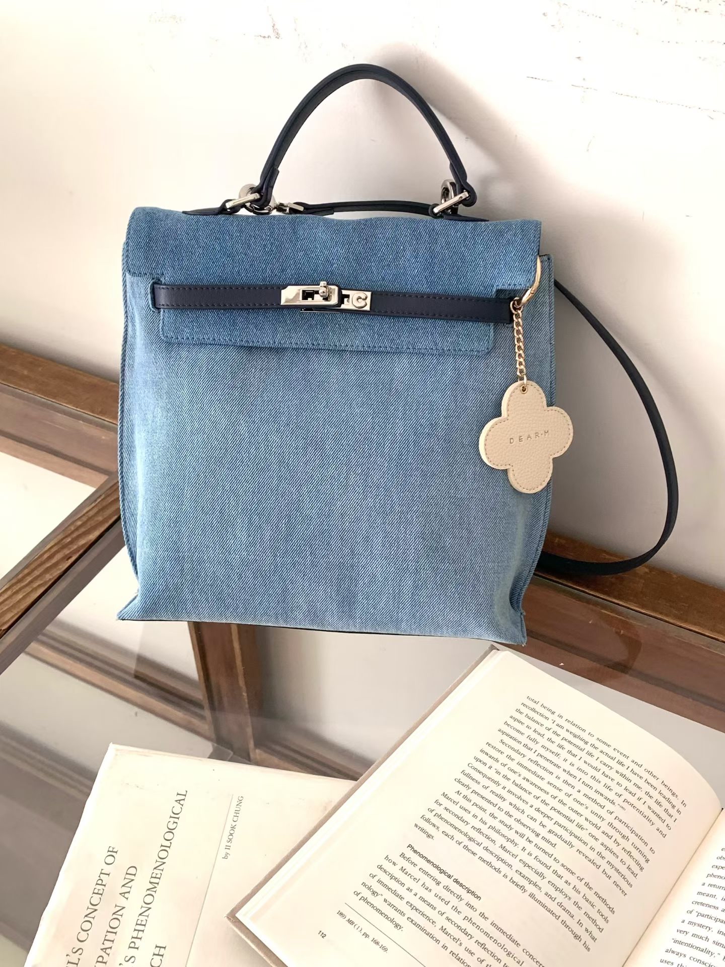 Denim blue 4 ways backpack 