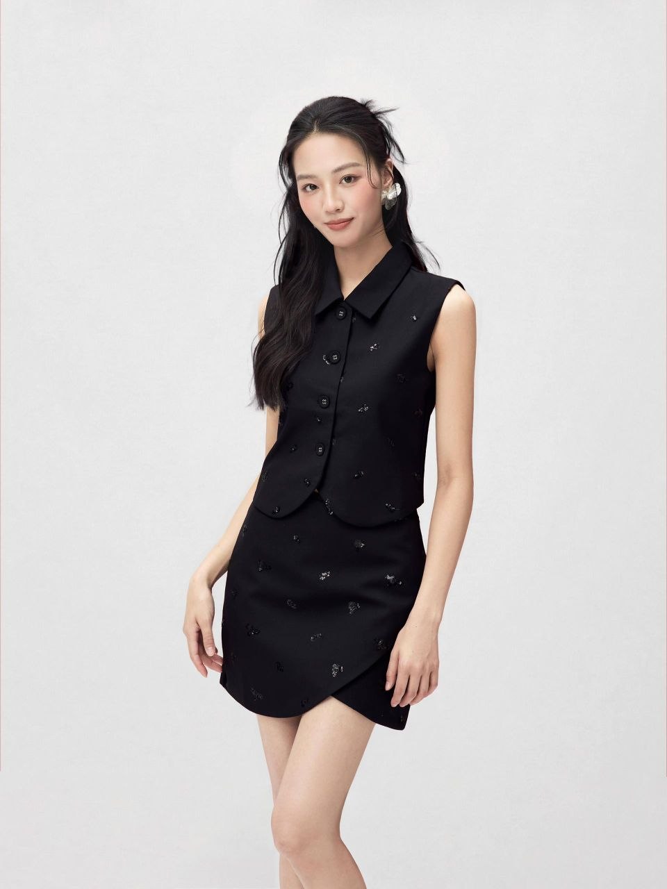 无袖亮片上衣 T0166