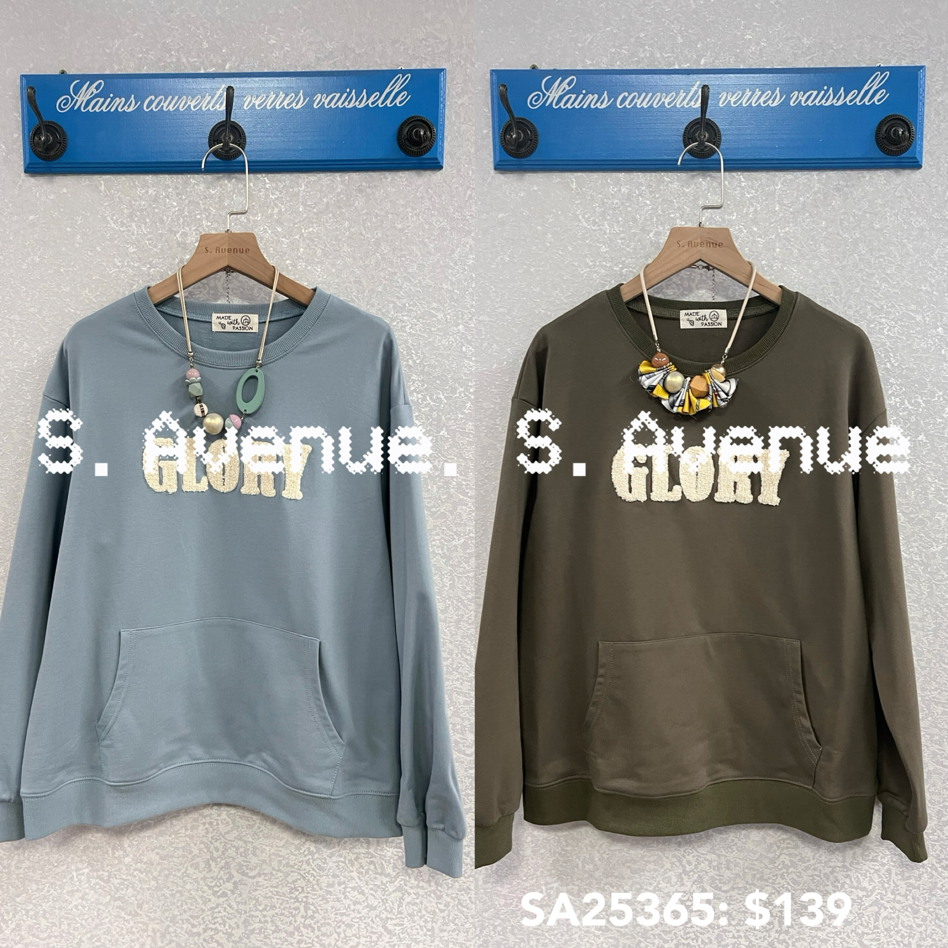 SA25365: 長袖glory雙袋衞衣