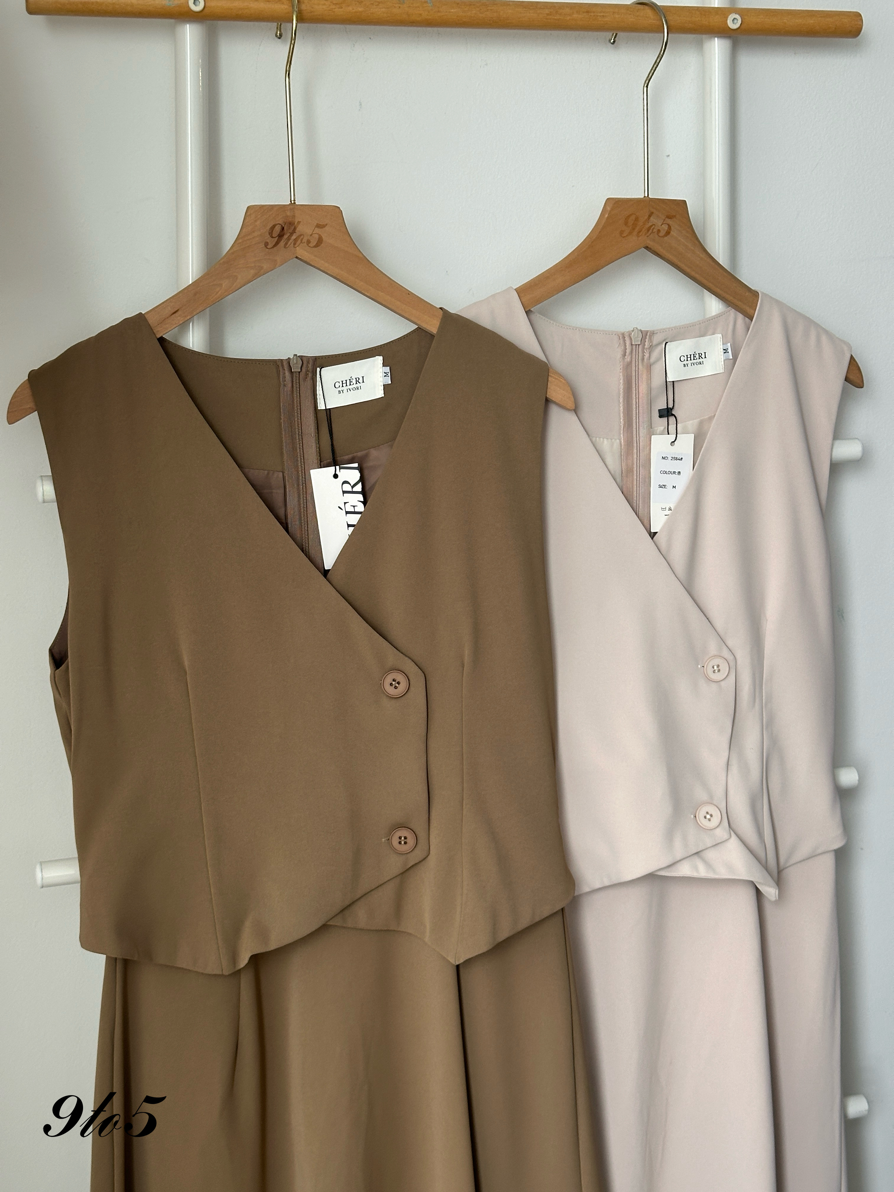 D2336 Fake Two-Piece Dress - 3 Colors