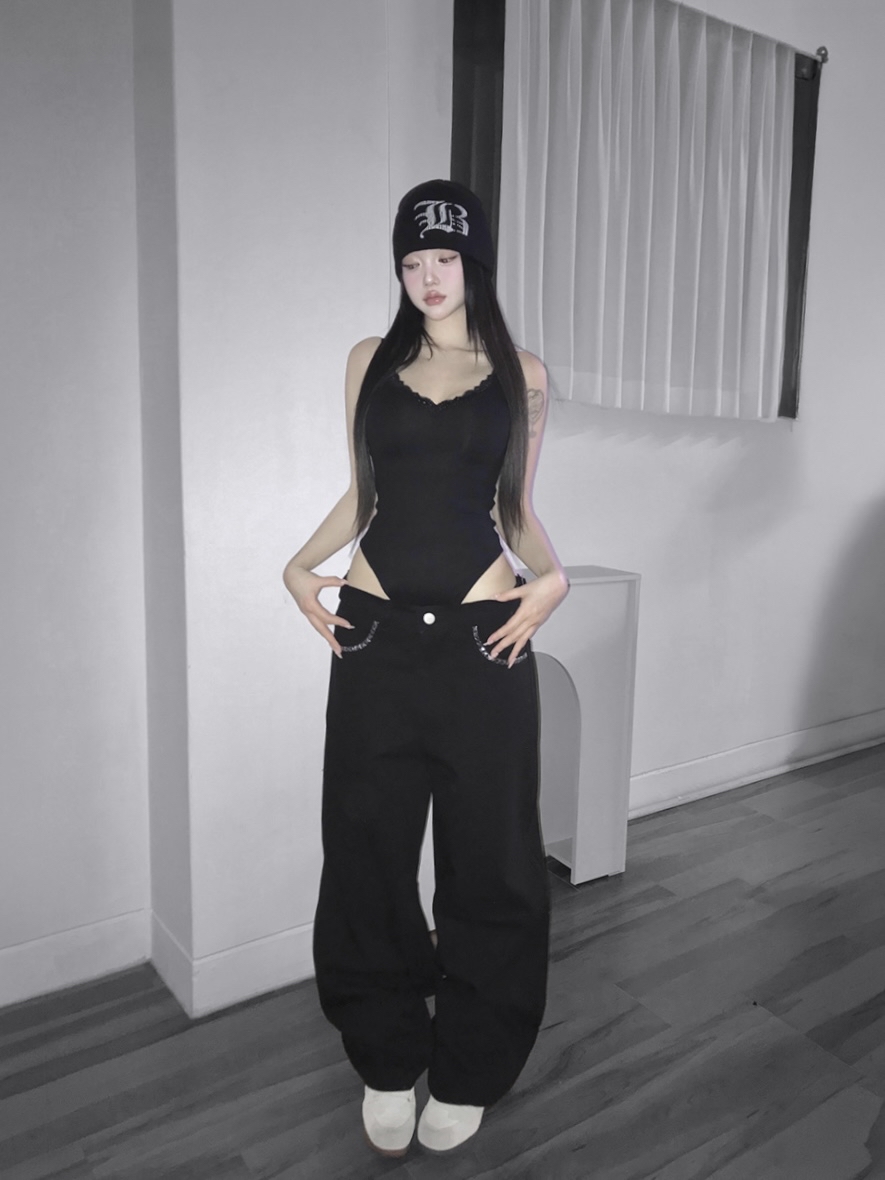 Cross Studded Wide-Leg Pants