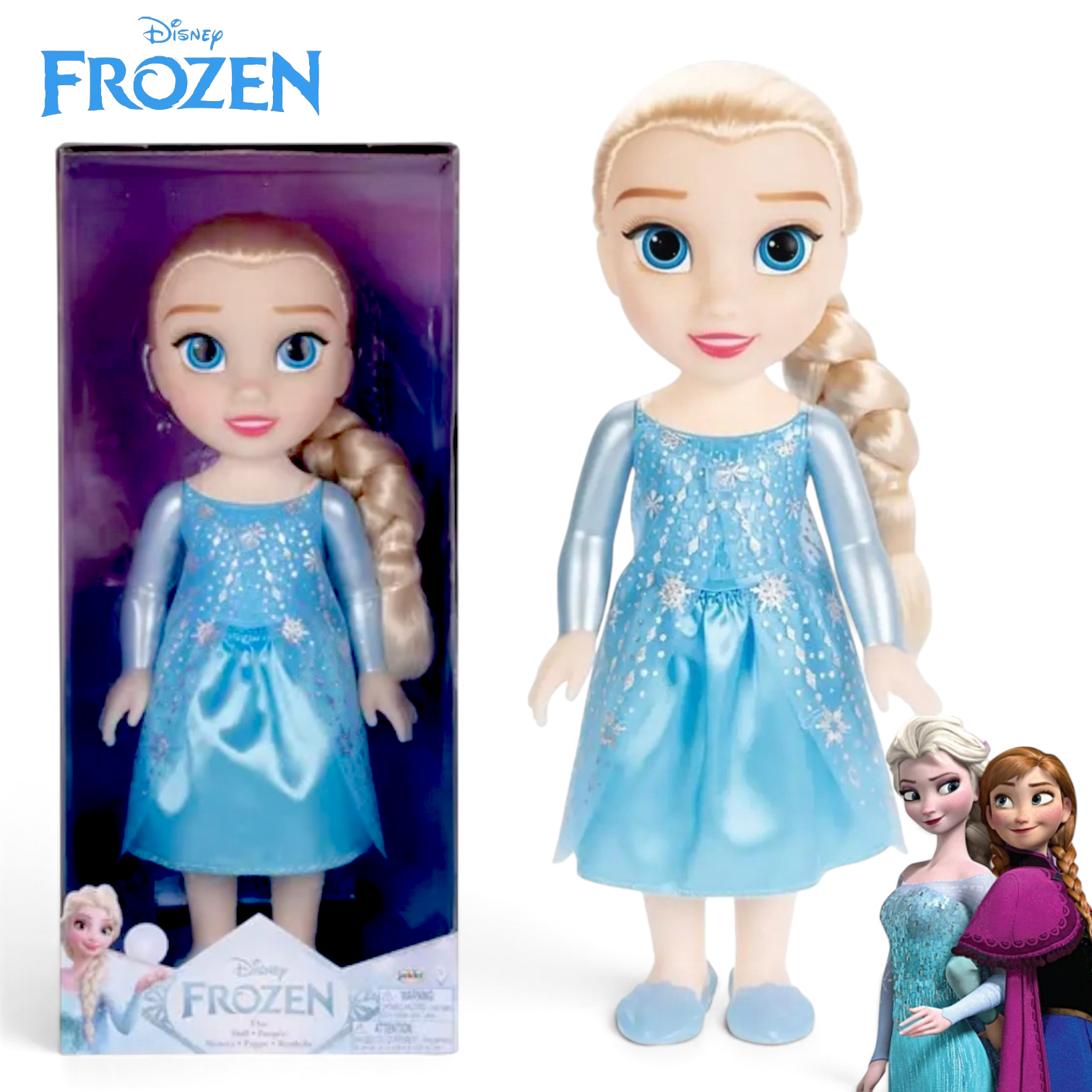 Disney Frozen Elsa 冰雪奇緣愛莎公主藍色雪花禮服長髮公仔 女童生日聖誕禮物