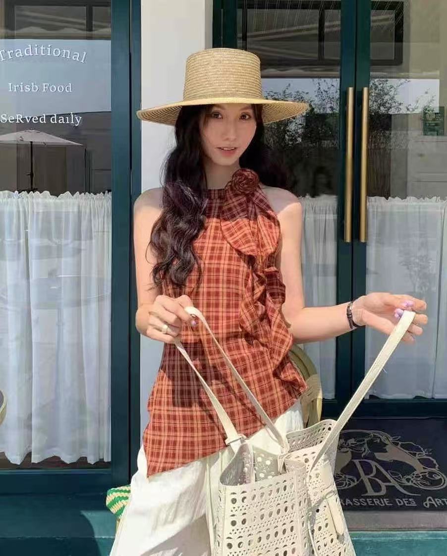 TP359复古格子无袖