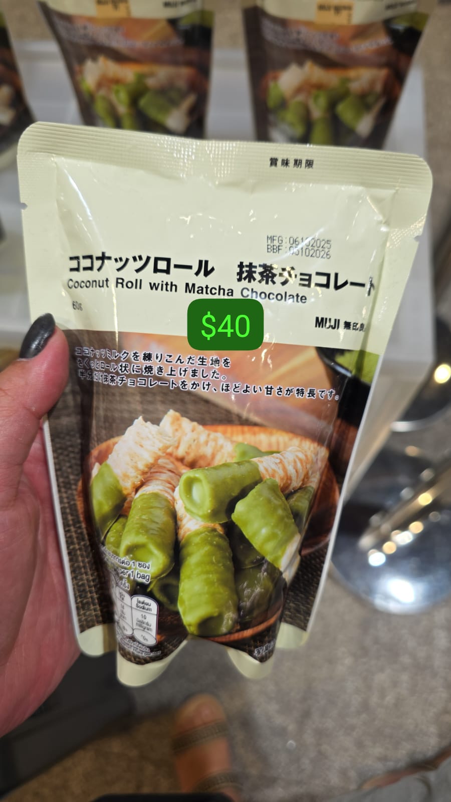 coconut roll with matcha chocolate