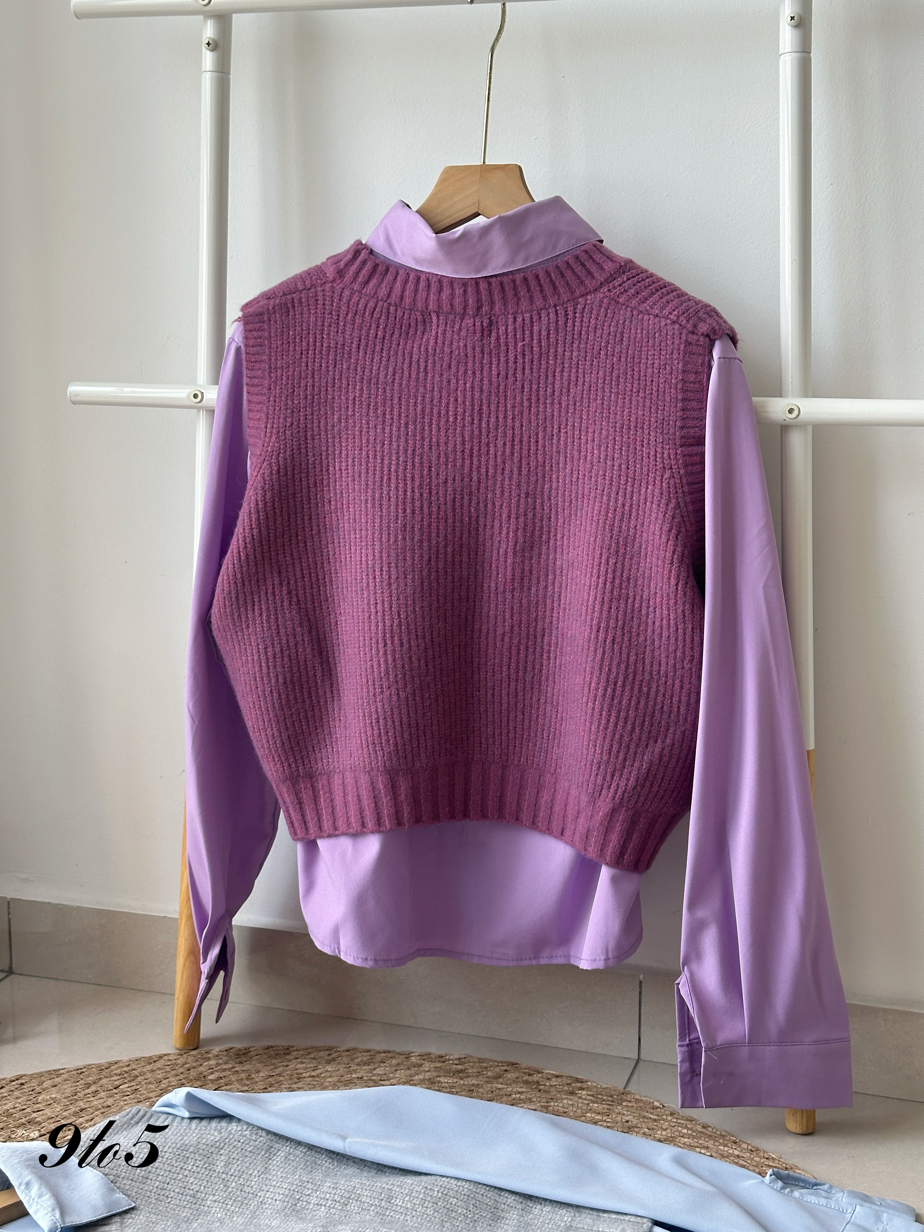 T4116 Knit Vest with Shirt Matching Set - 3 Colors 