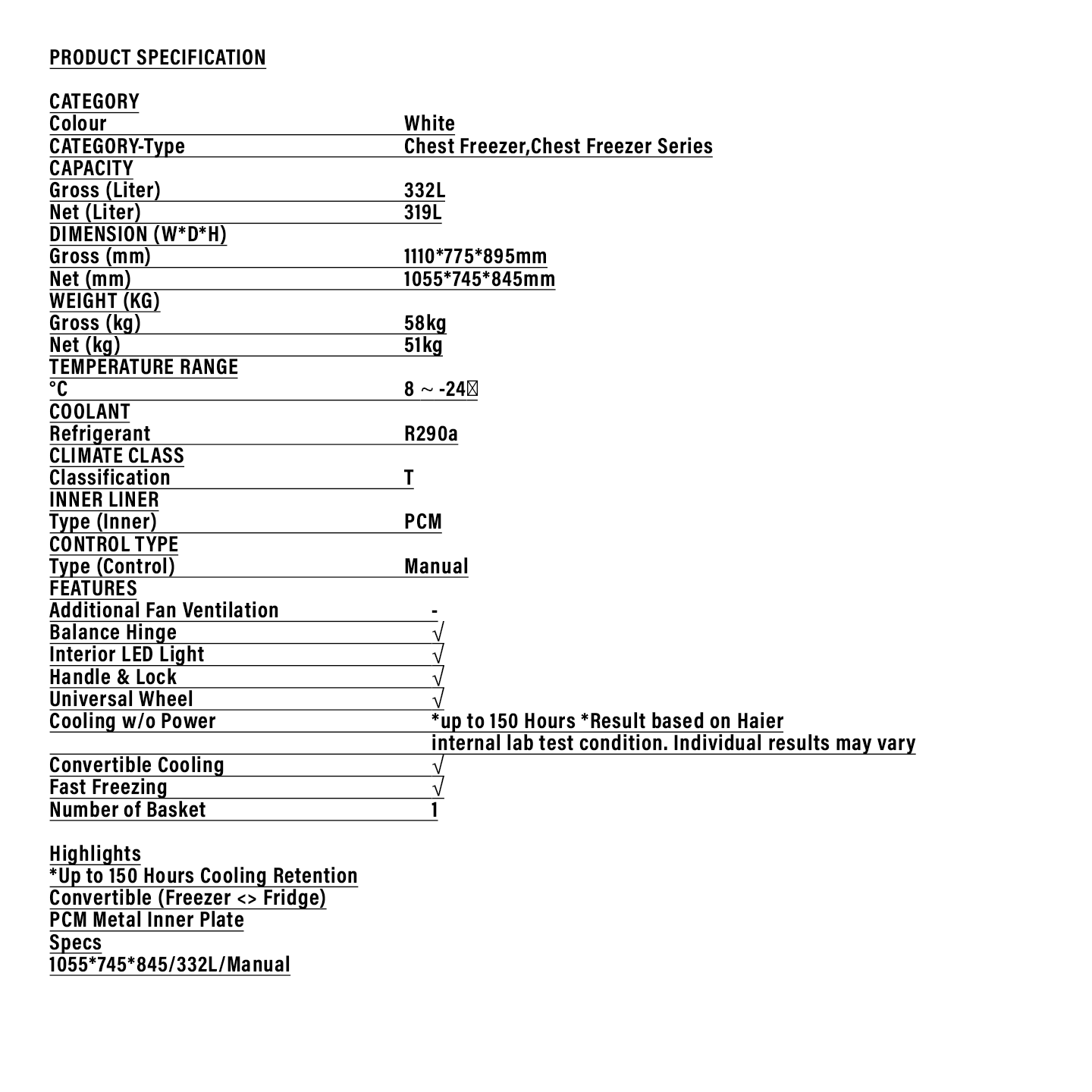 Haier 319L Chest Freezer (BD-328HP)