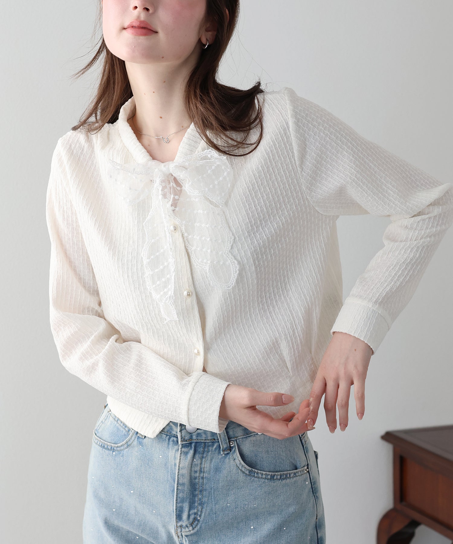 <JP> Lace Ribbon Nekopos Cardigan* 3色入 <預購>