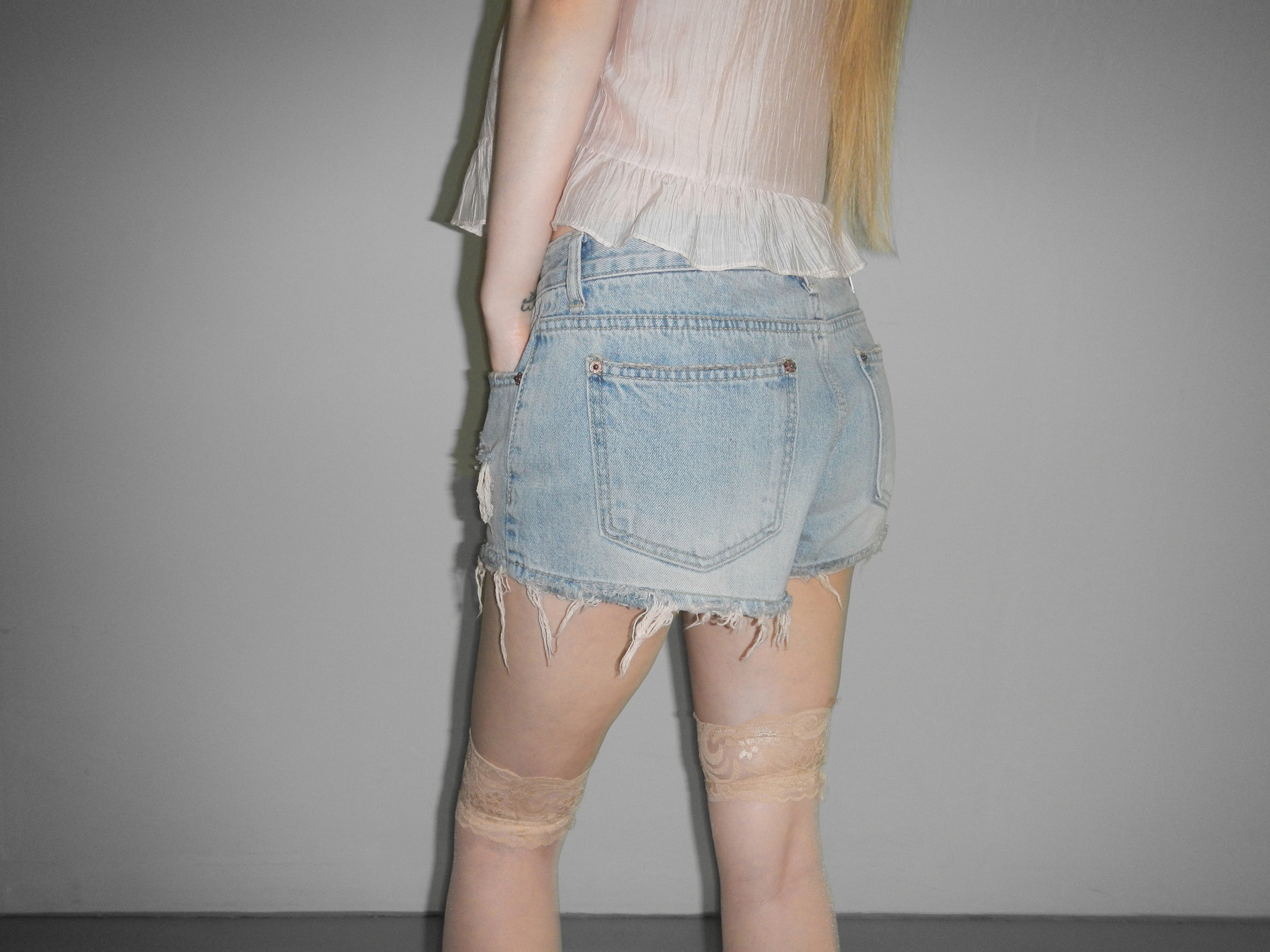 Distressed Washed Denim Shorts