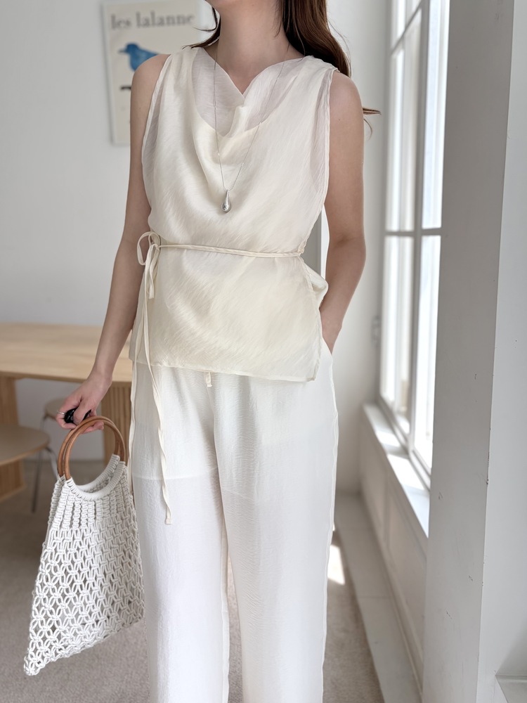 The Airy Elastic Pants (Cream)