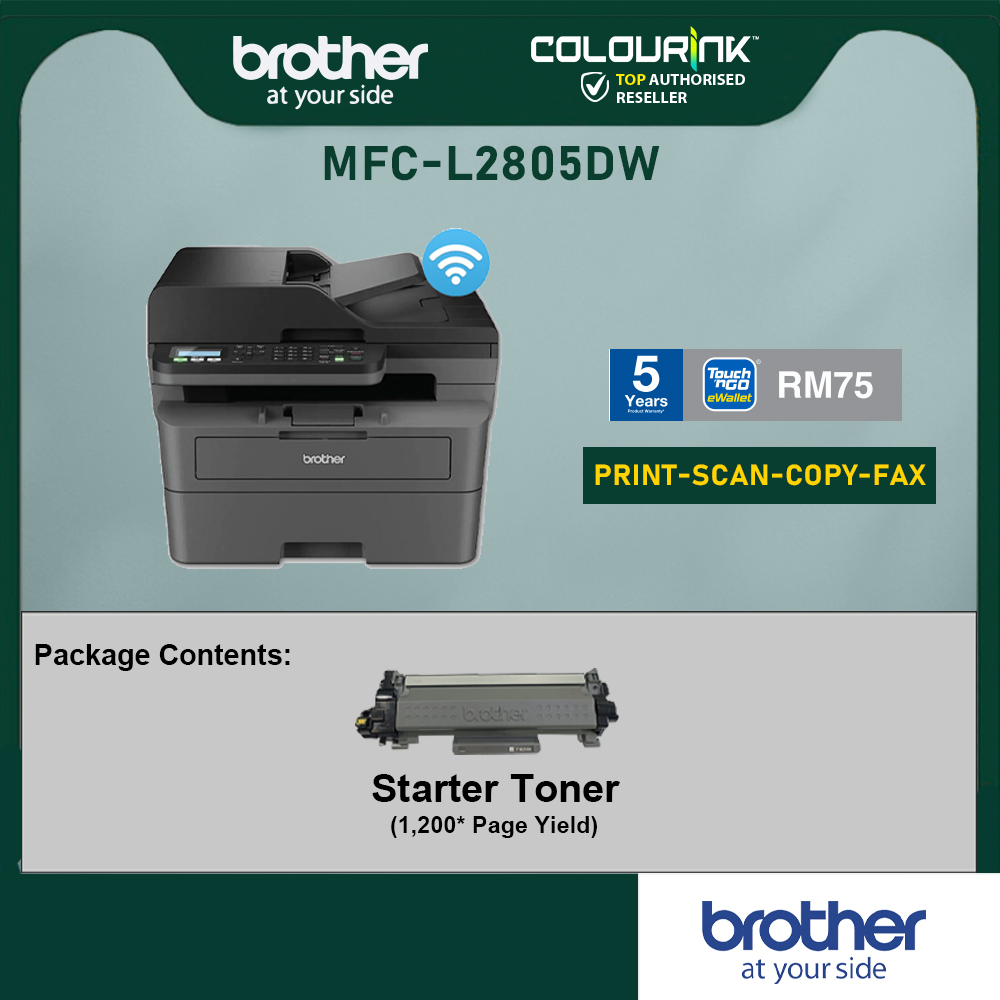 Brother MFC-L2805DW 4-in 1 Fax B&W Laser Printer Duplex Wifi ADF Auto 2-sided similar DCP-L2640dw MFC-L2715dw MFC-L2700D l2805dw