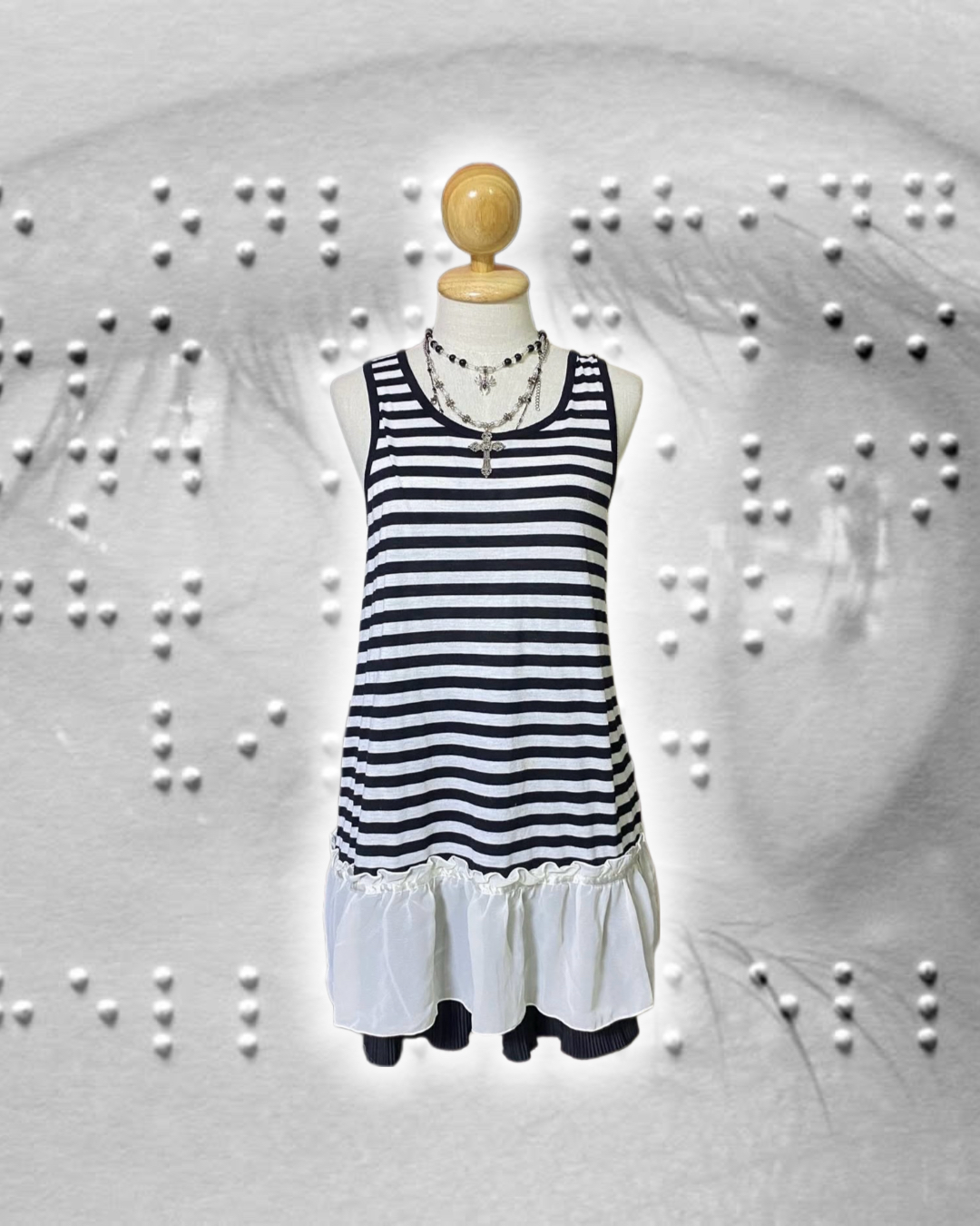 Black Striped Bow Dress Set