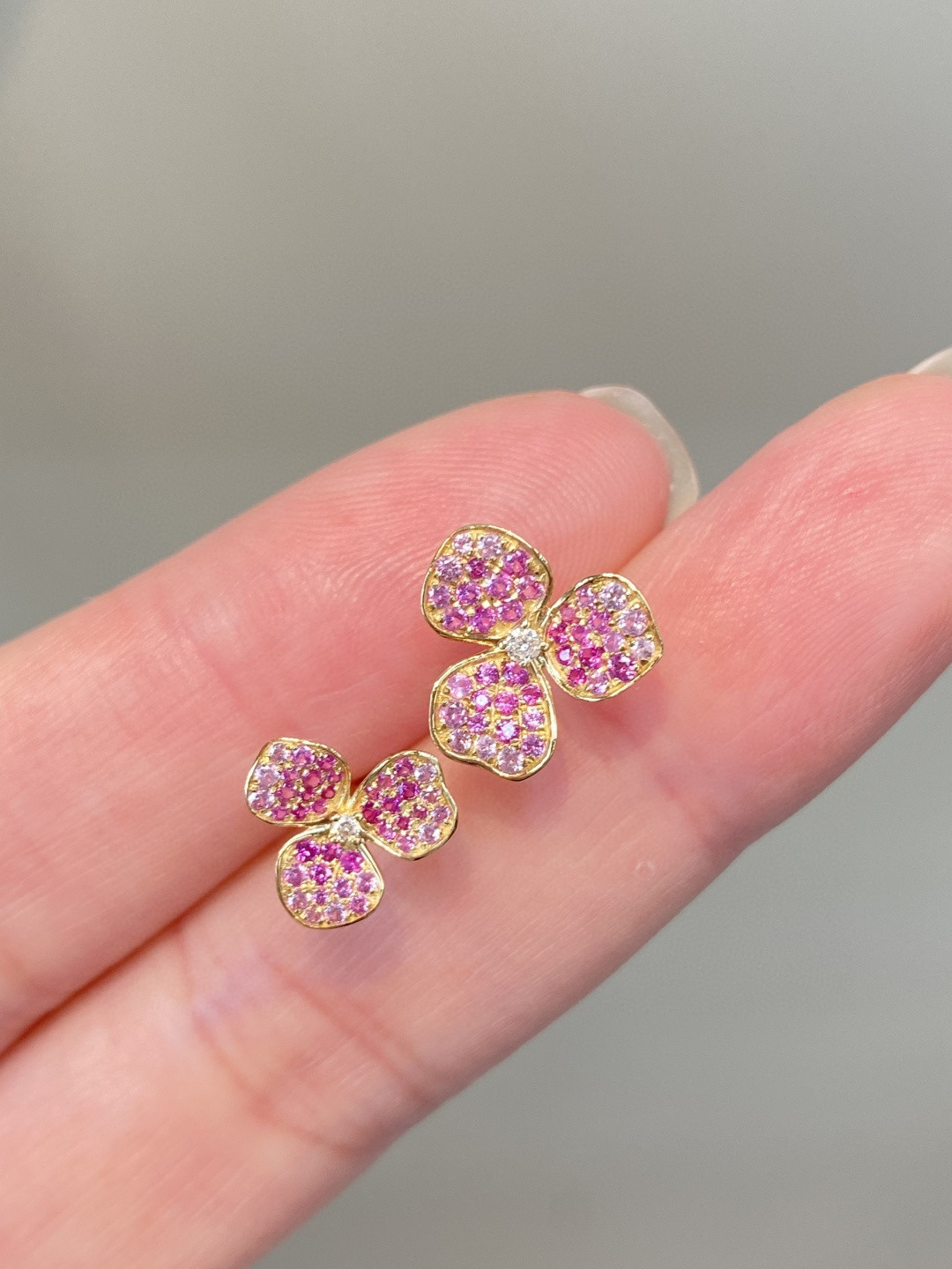 18K Pink Sapphire Diamond Earrings 
