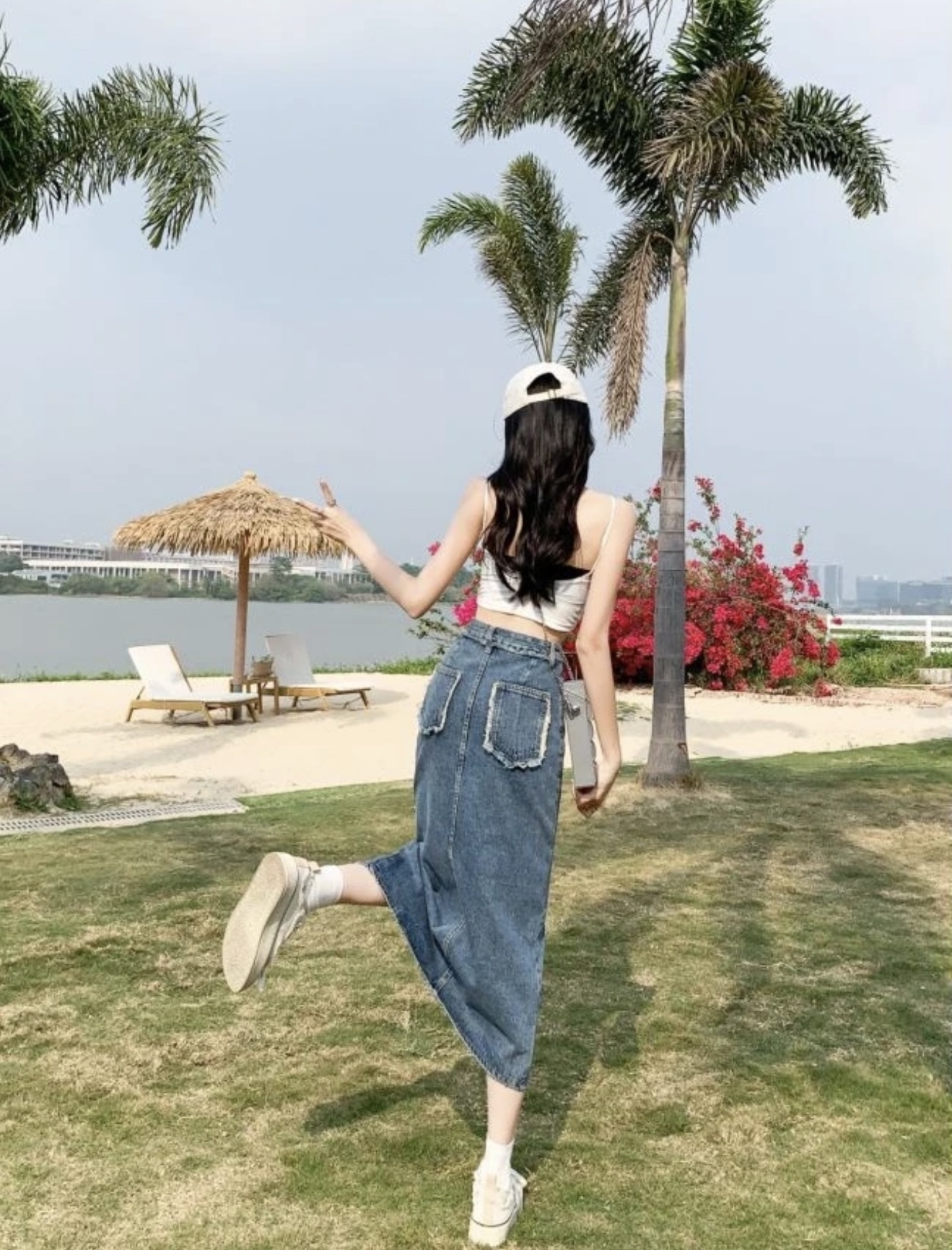 J203开叉牛仔半身裙