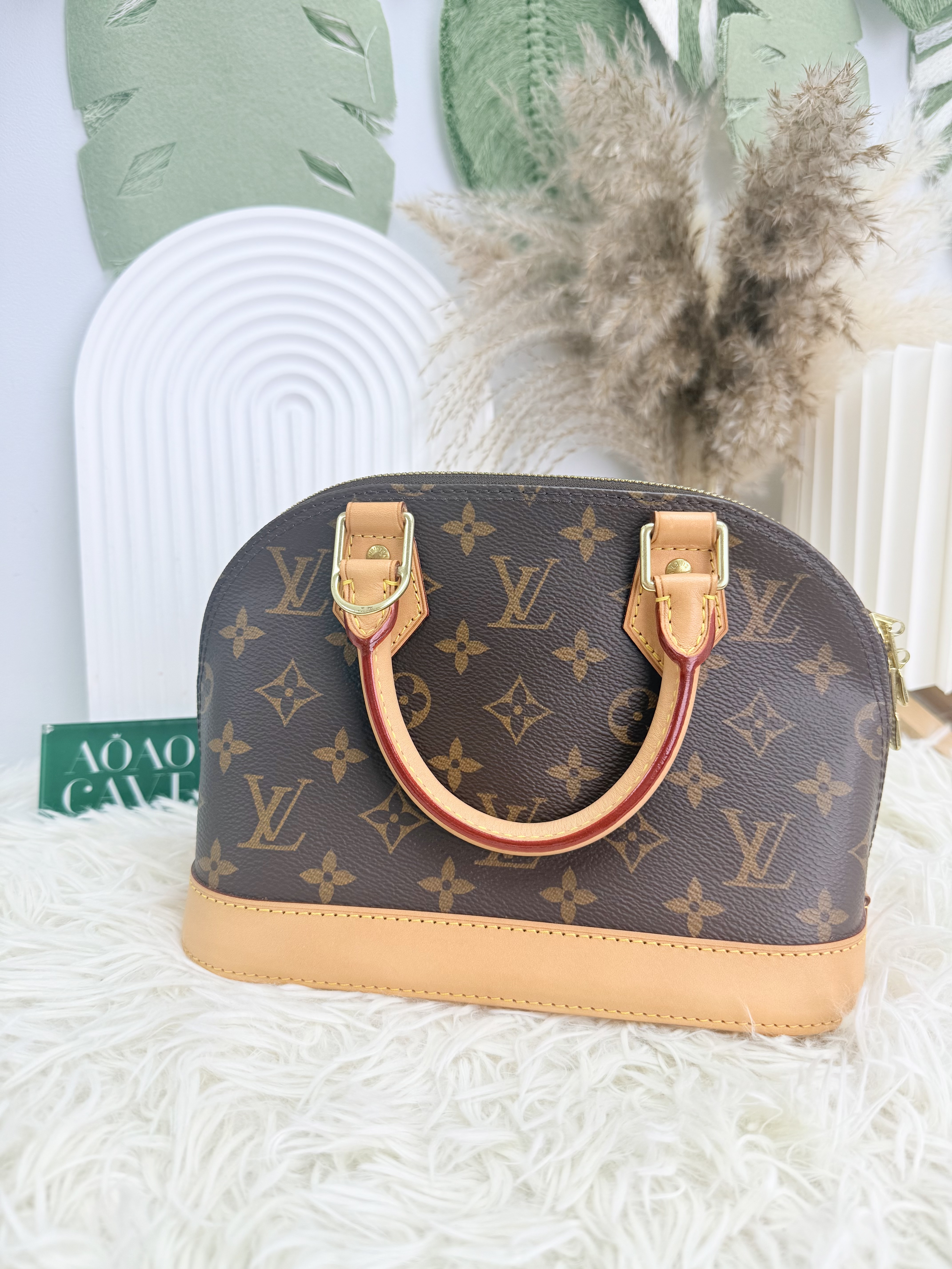 LV 🤍PRE OWNED Alma BB 啡色老花貝殼包 晶片款🤎
