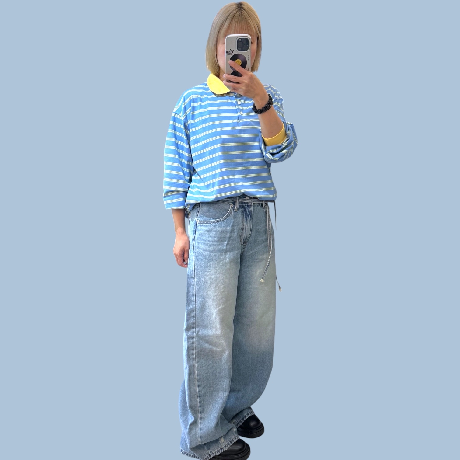 221549 撞色Polo長袖Tee