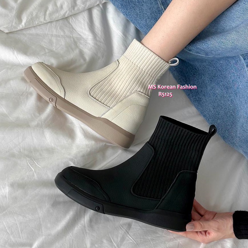 R5125 韓國🇰🇷襪套真皮短boot