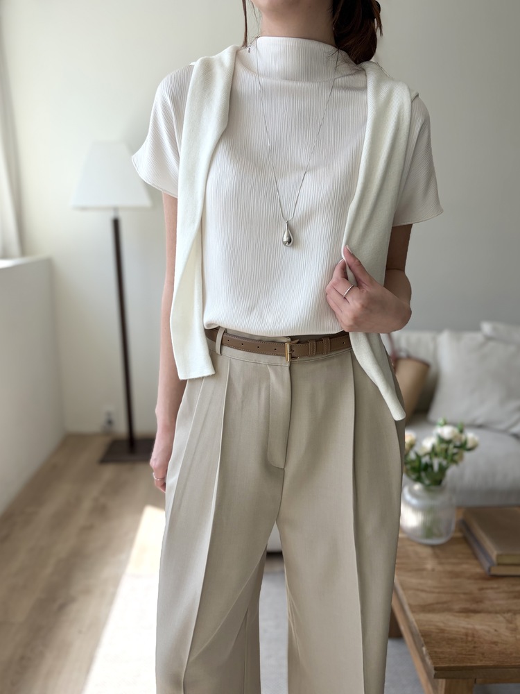 Timeless Pleated Flow Pants (Beige)