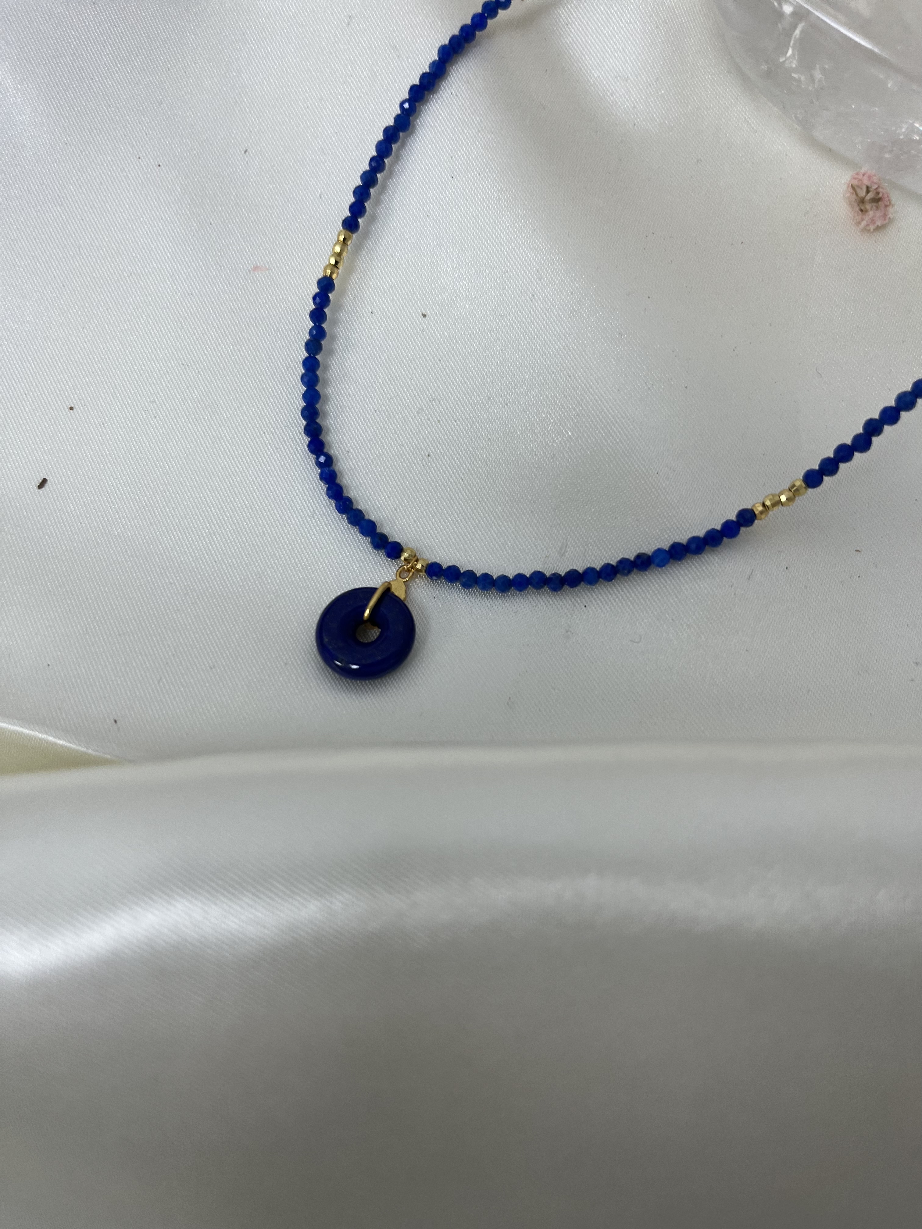 青金石、綠松石配s925銀設計款連吊墜頸鏈長度50cm 2m+切面