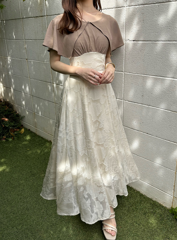 花卉圖案拼接連身裙[pr56]