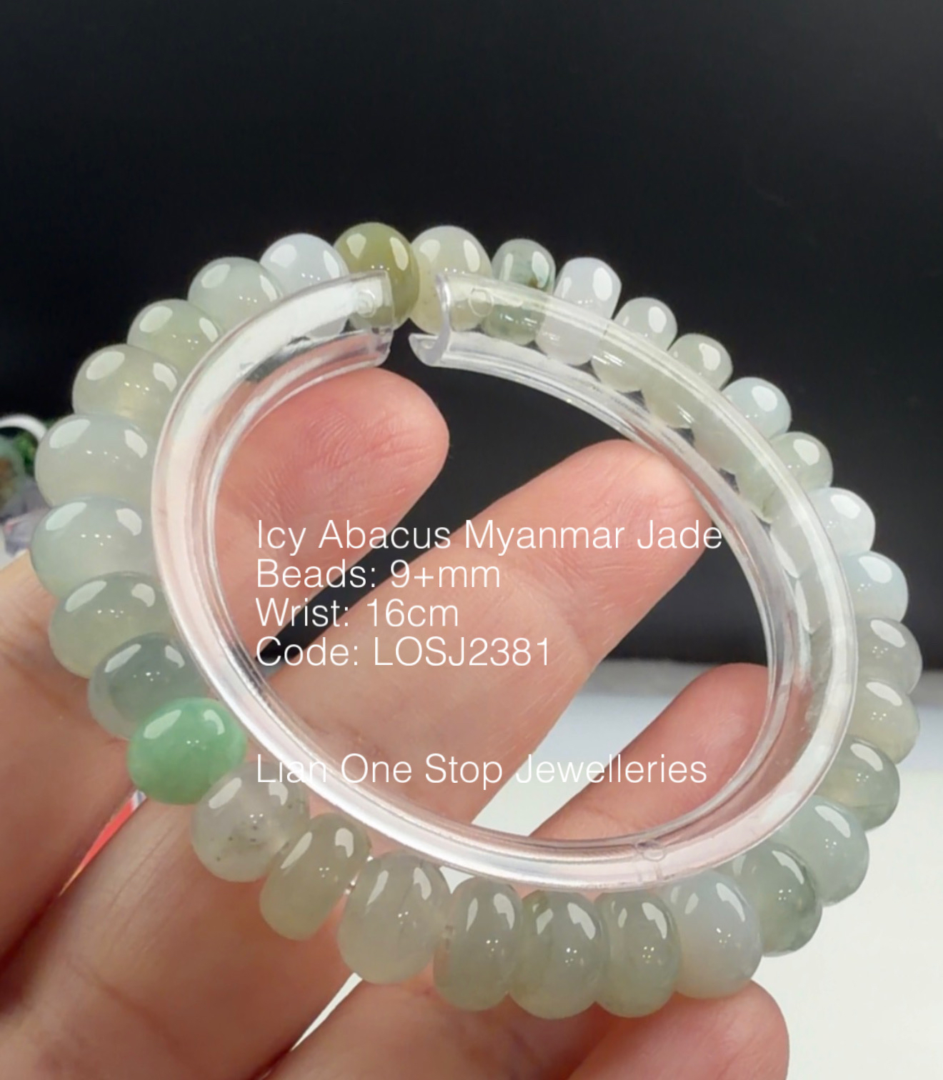 Code: LOSJ2381 Icy Abacus Myanmar Jade 9+mm 