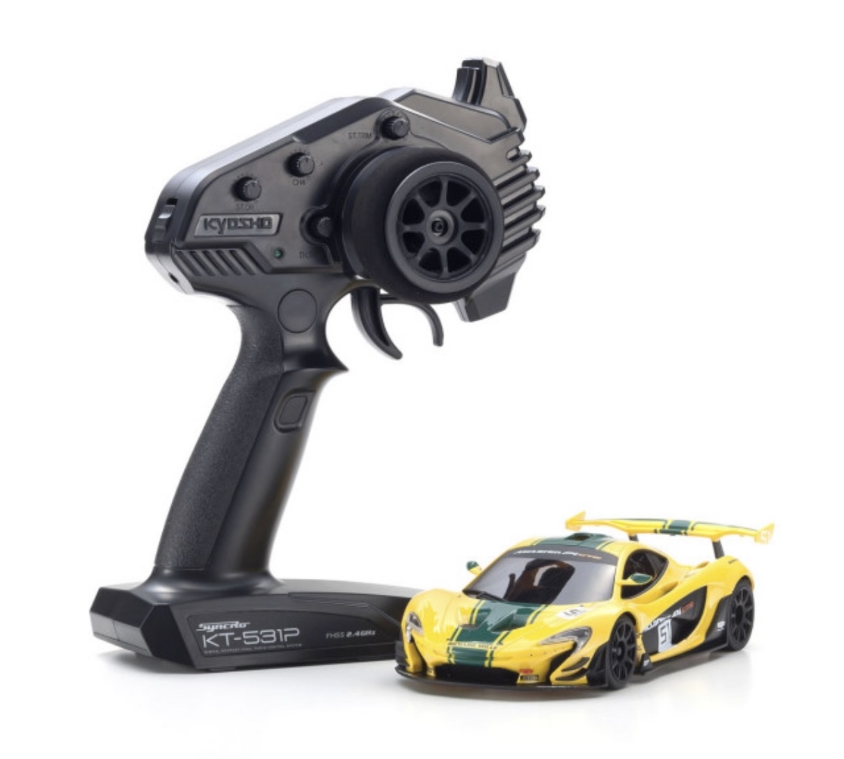 Mini-Z RWD MR-04 Ready Set McLaren P1 GTR Yellow/Green *32375YG