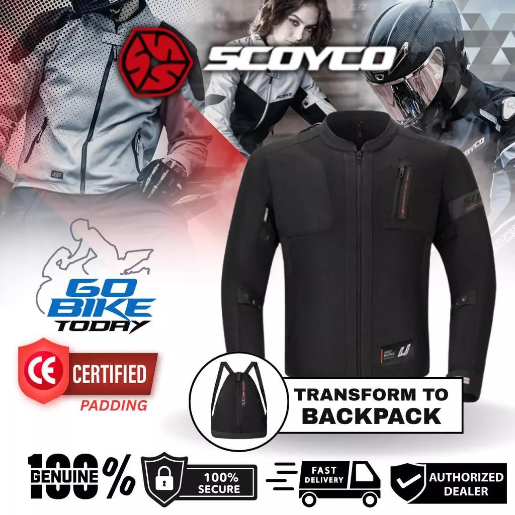 SCOYCO JK330 Motorcycle Riding Jacket Transform to Backpack | CE Protector | Touring Racing Jaket Motor Lelaki