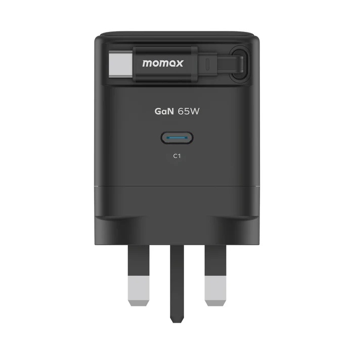 Momax 1-CHARGE+ 1 連接埠 GaN 65W 充電器，附可伸縮 USB-C線-UM76