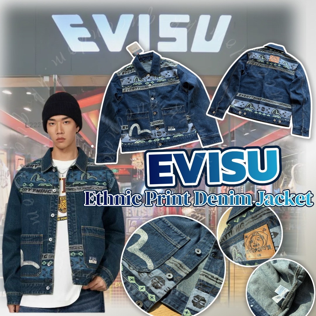 EVISU Ethnic-style Printed Denim jacket民族風印花翻領牛仔外套