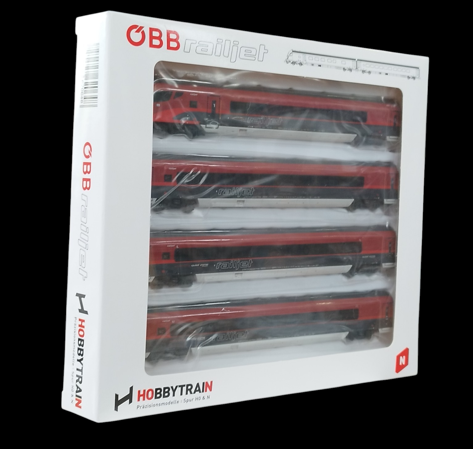 ÖBB Railjet 奧地利聯邦鐵路噴射機客運列車 Lemke Hobbytrain N 1:160 4pcs/set