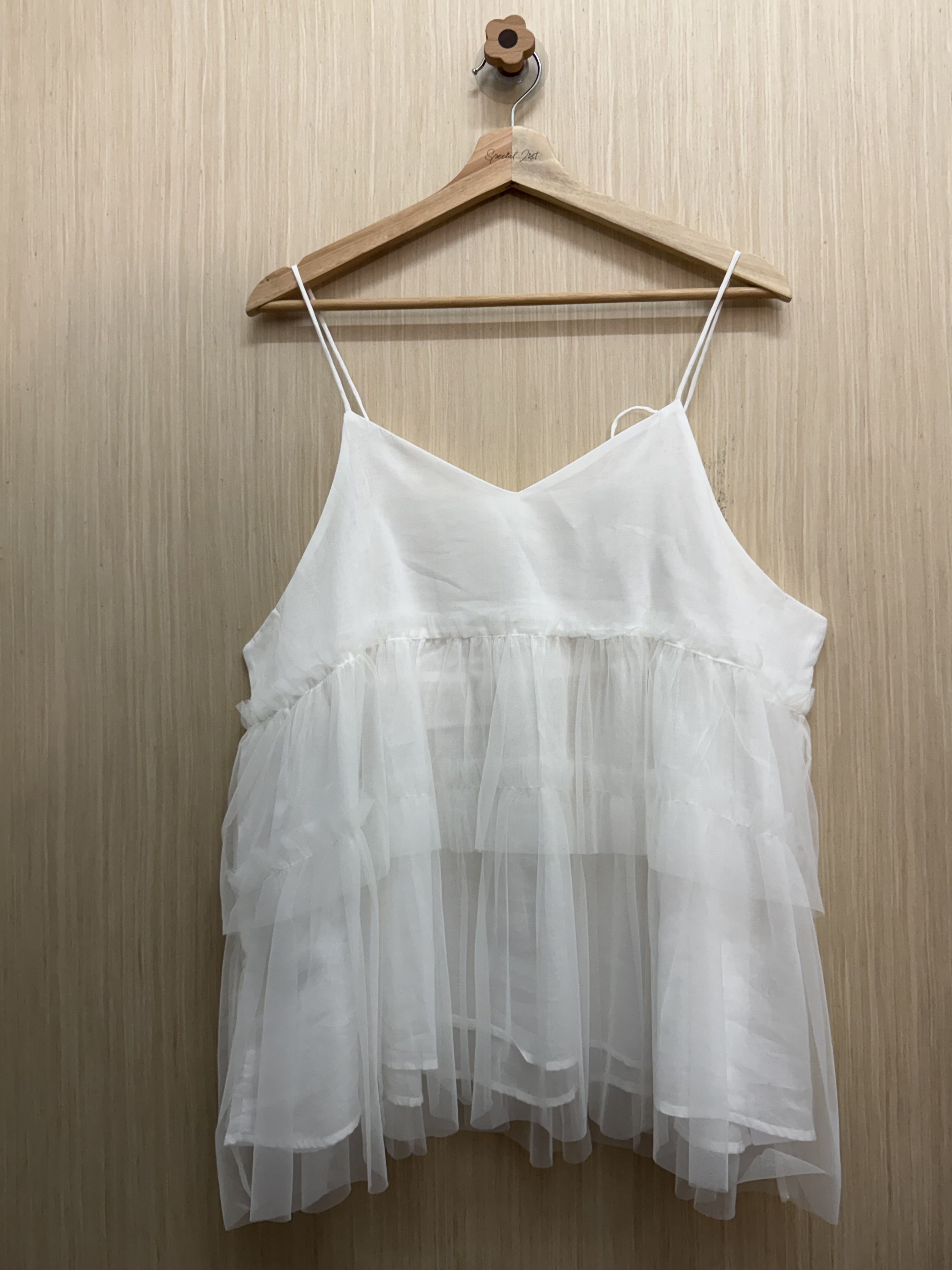 幼肩薄紗吊帶（白色）