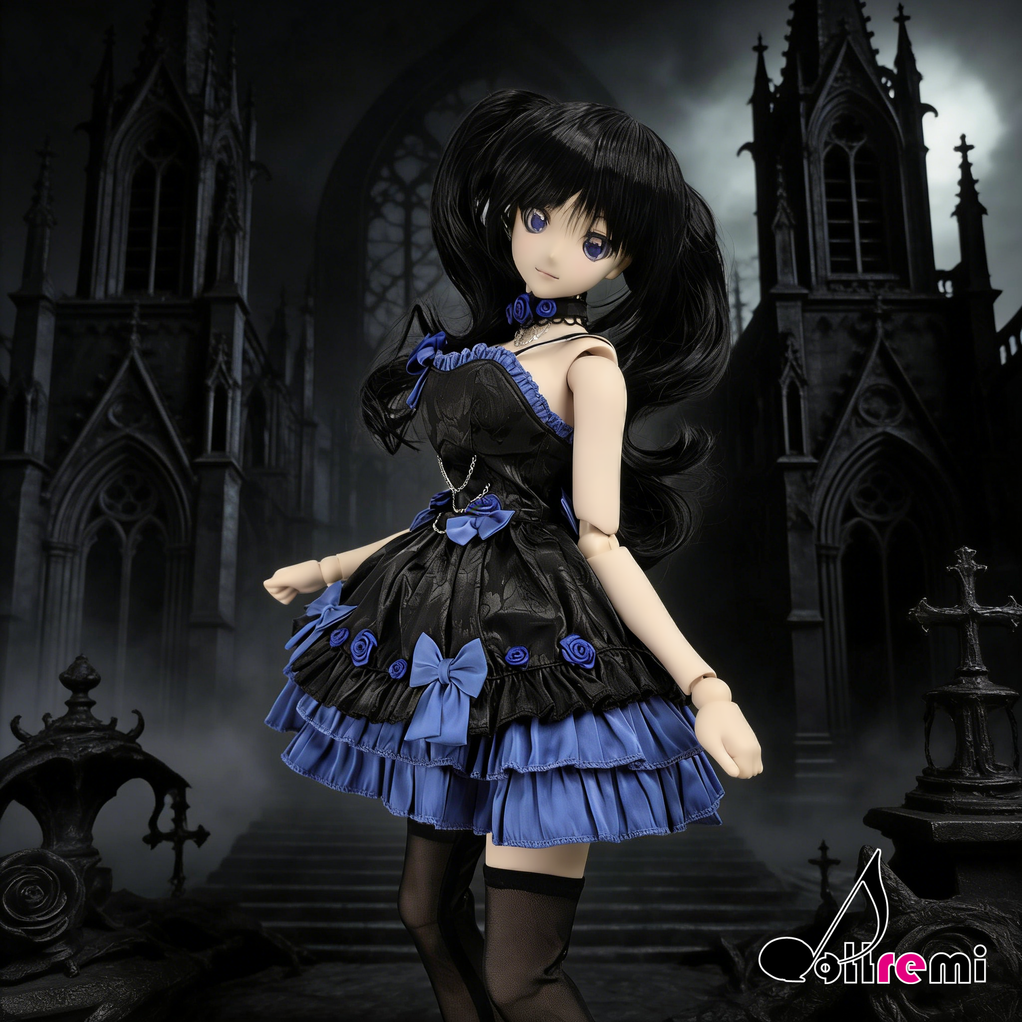 【dollremi】(DD0912) 午夜藍調協奏曲洛麗塔連衣裙 Nocturne in Blue Lolita One-piece
