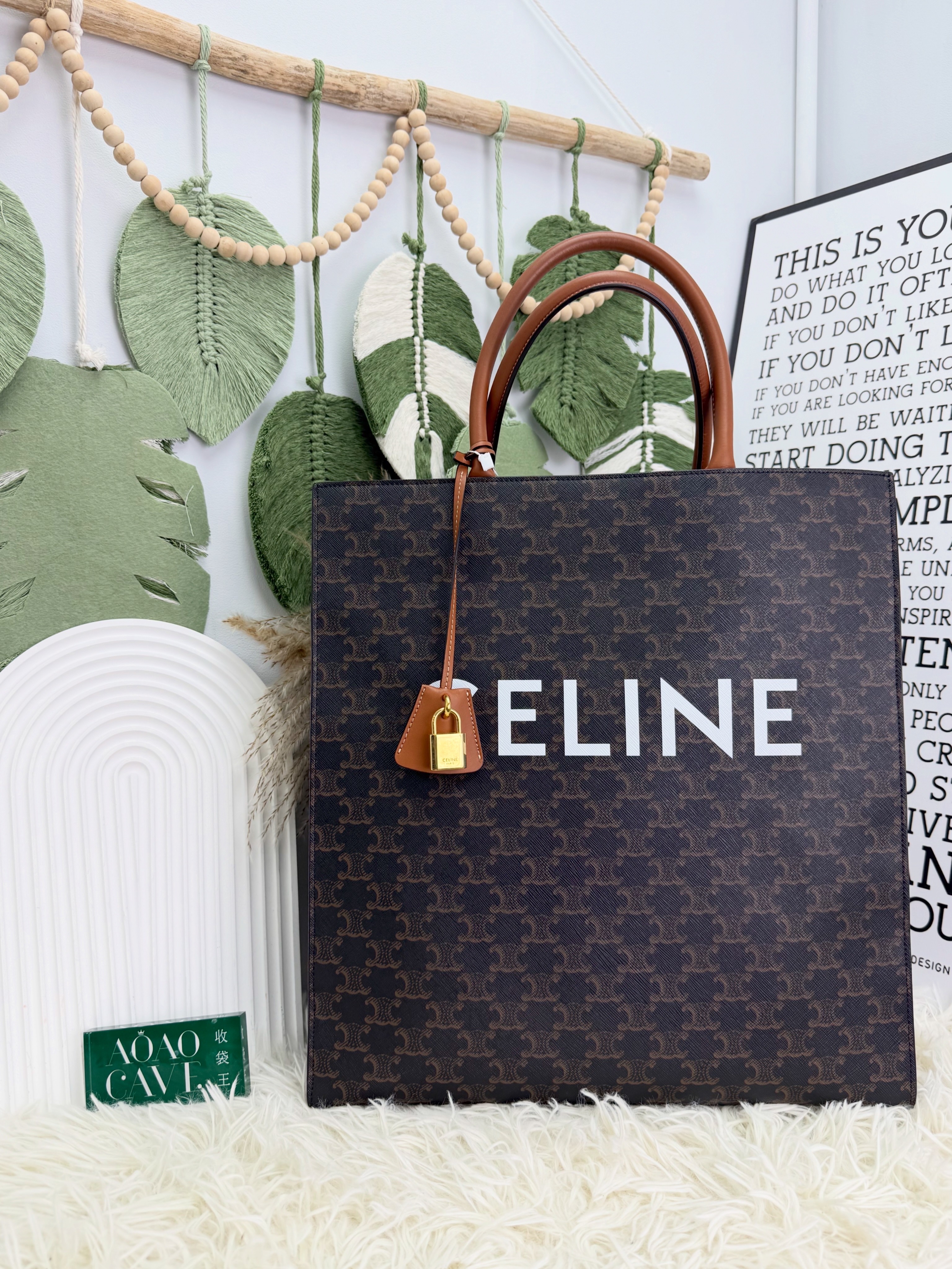 CELINE 🤍PRE OWNED 經典啡色老花 凱旋門 Large Size Tote bag🩶 with 