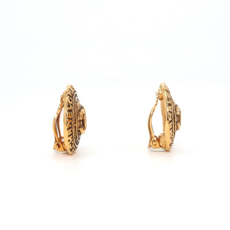 Chanel Coco Mark Round Medallion Clip-On Earrings