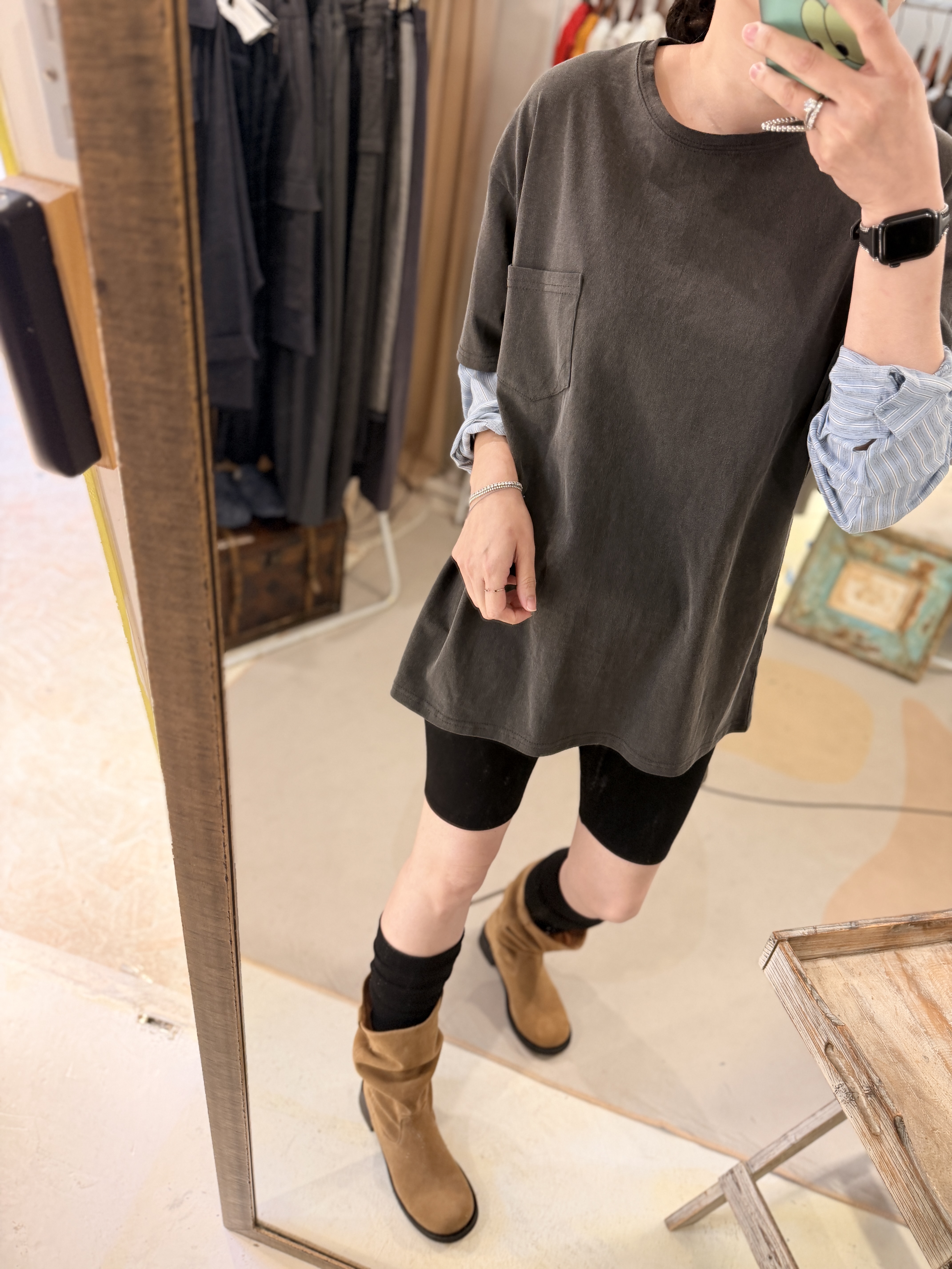 Cotton tee  with shirt sleeve