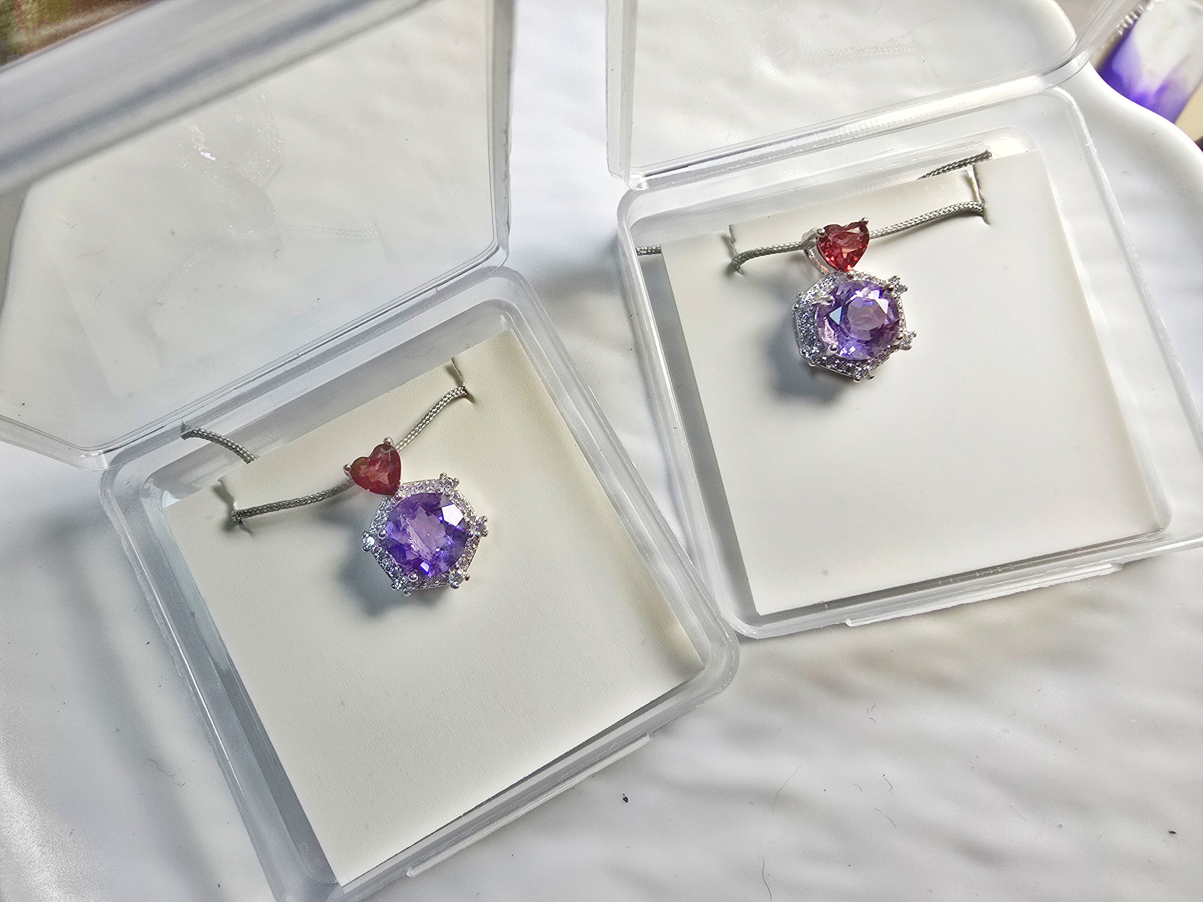 天然石榴石紫水晶吊墜 配頸繩