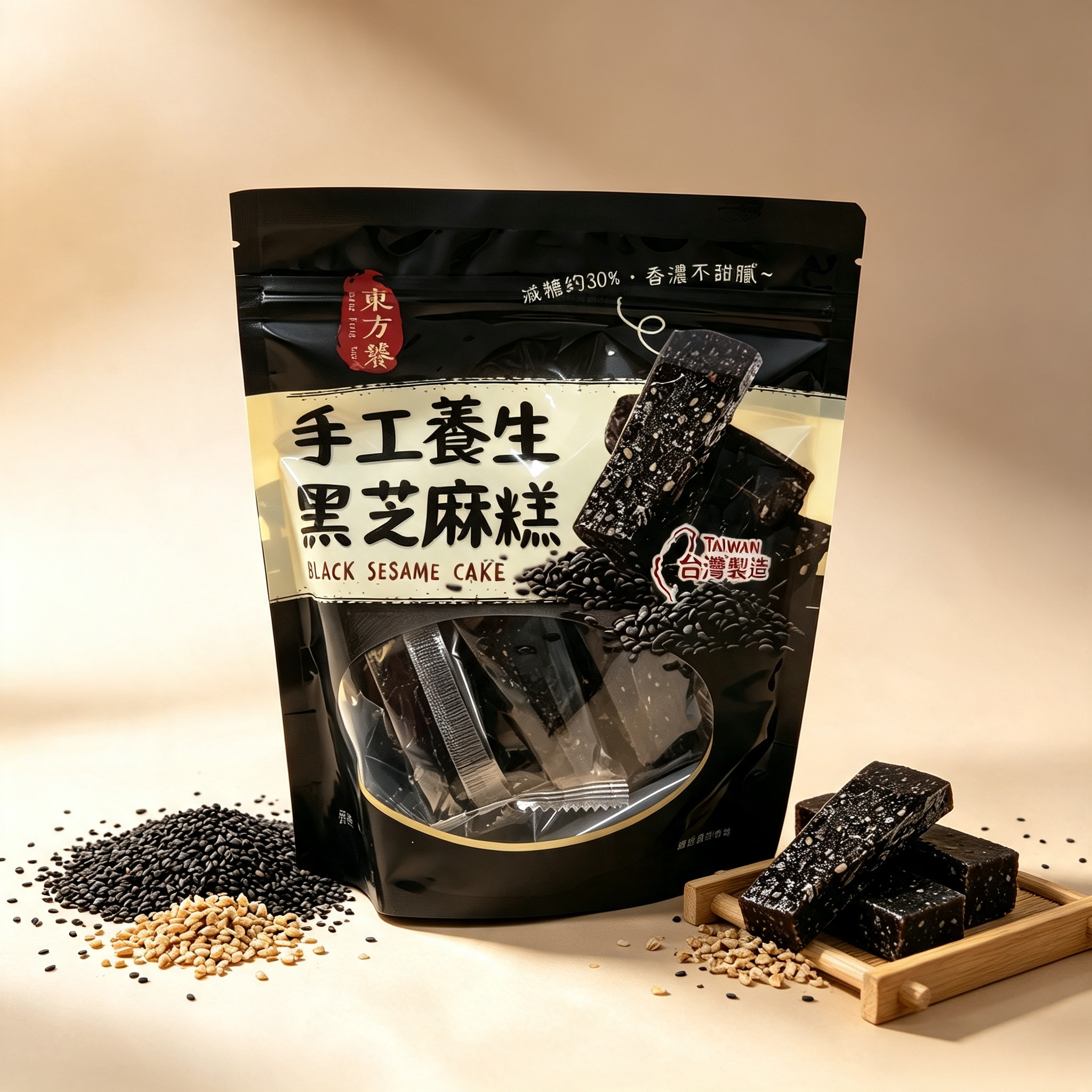 東方饕-台灣 手工養生黑芝麻糕 天然養生小食 150g x 1包