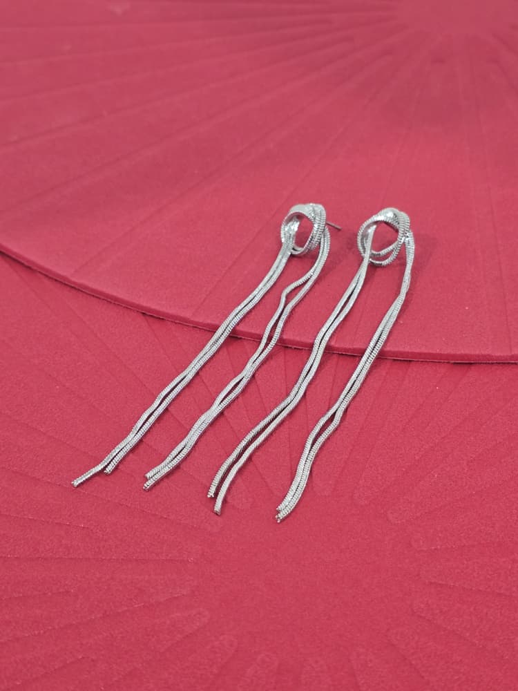 Double Line Loop Drop Stud Earrings