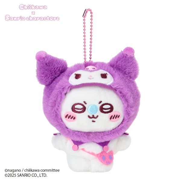 Chiikawa × Sanrio 聯名限定毛公仔掛飾 Kuromi x  飛鼠 小桃 玩具擺件