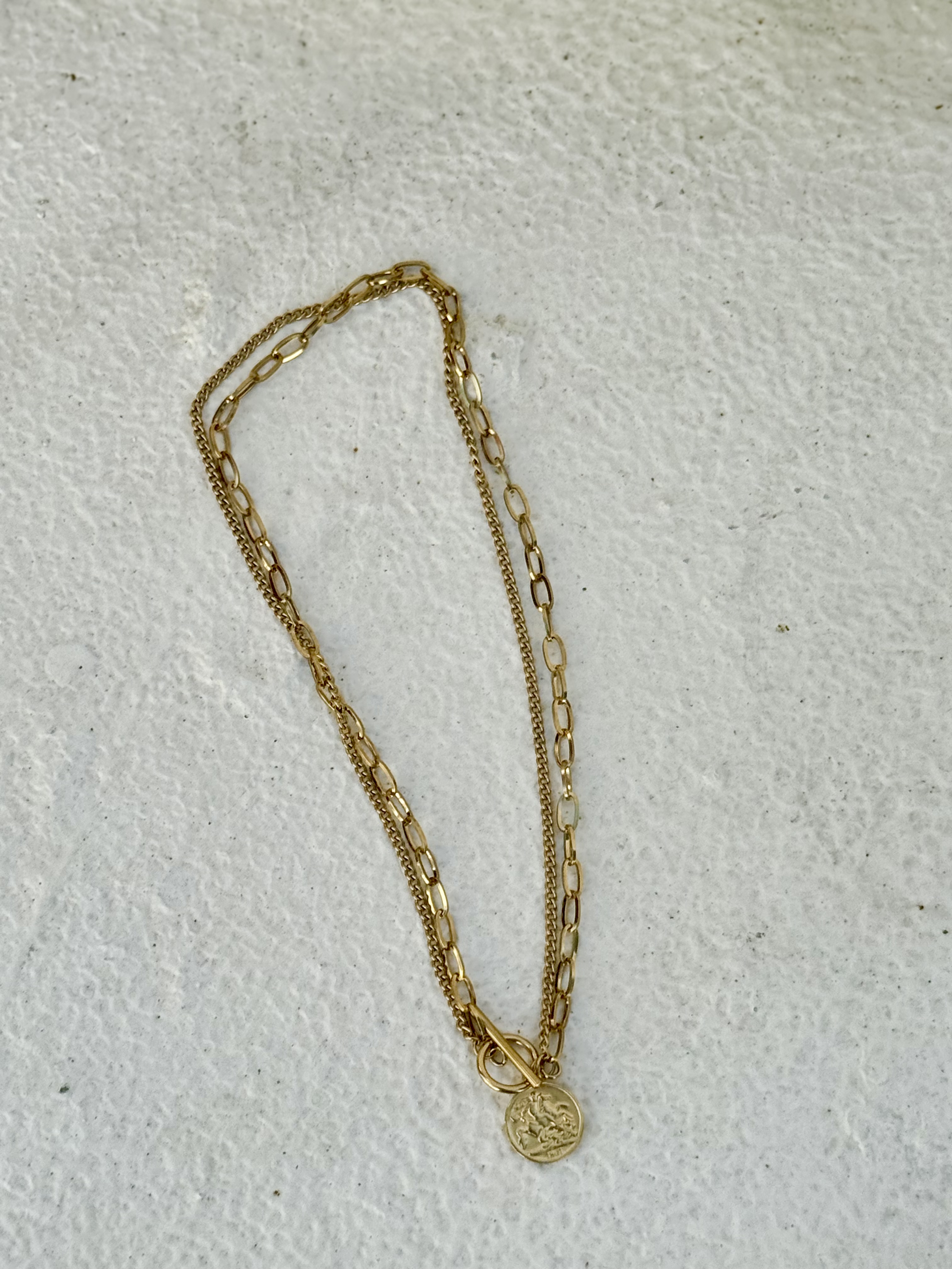 Gold coin stainless necklace