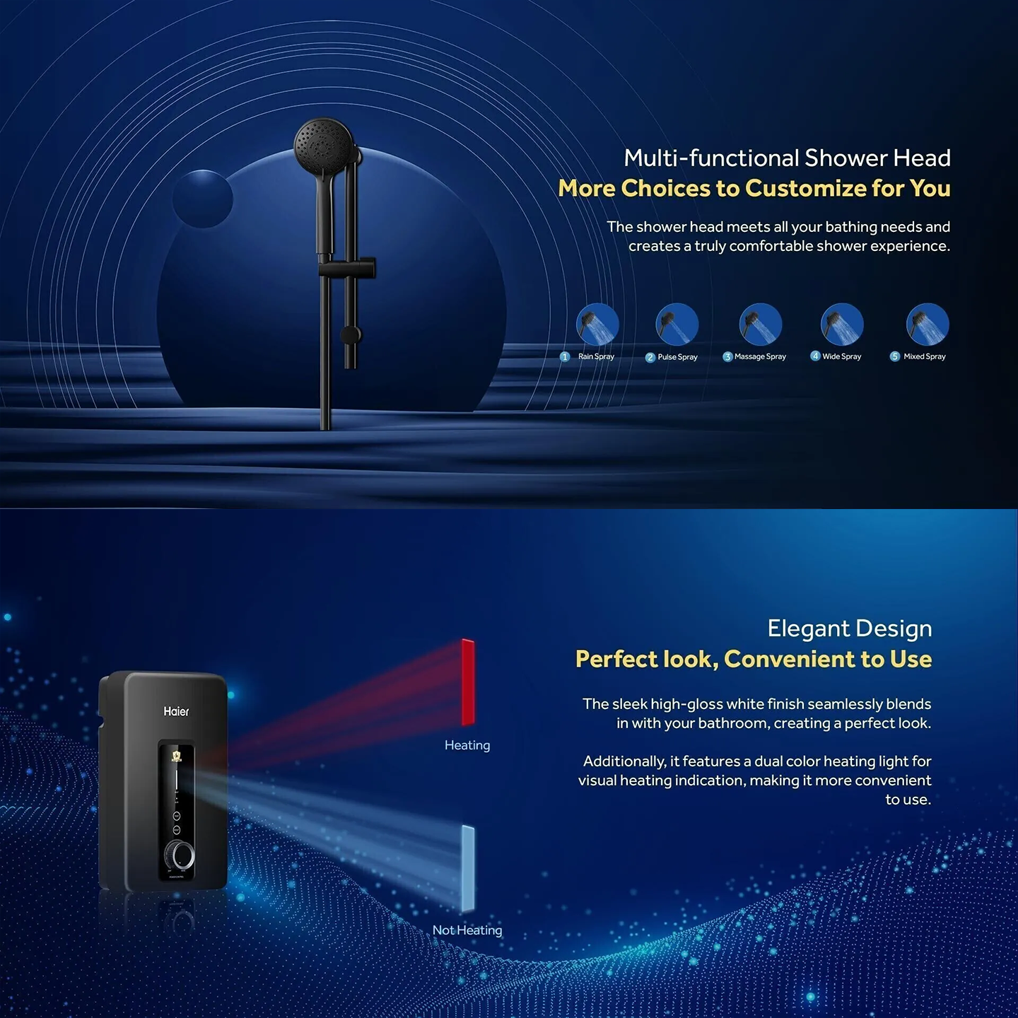 Haier 3.8kW DC Pump Water Heater Black (EI38M-BP3B)