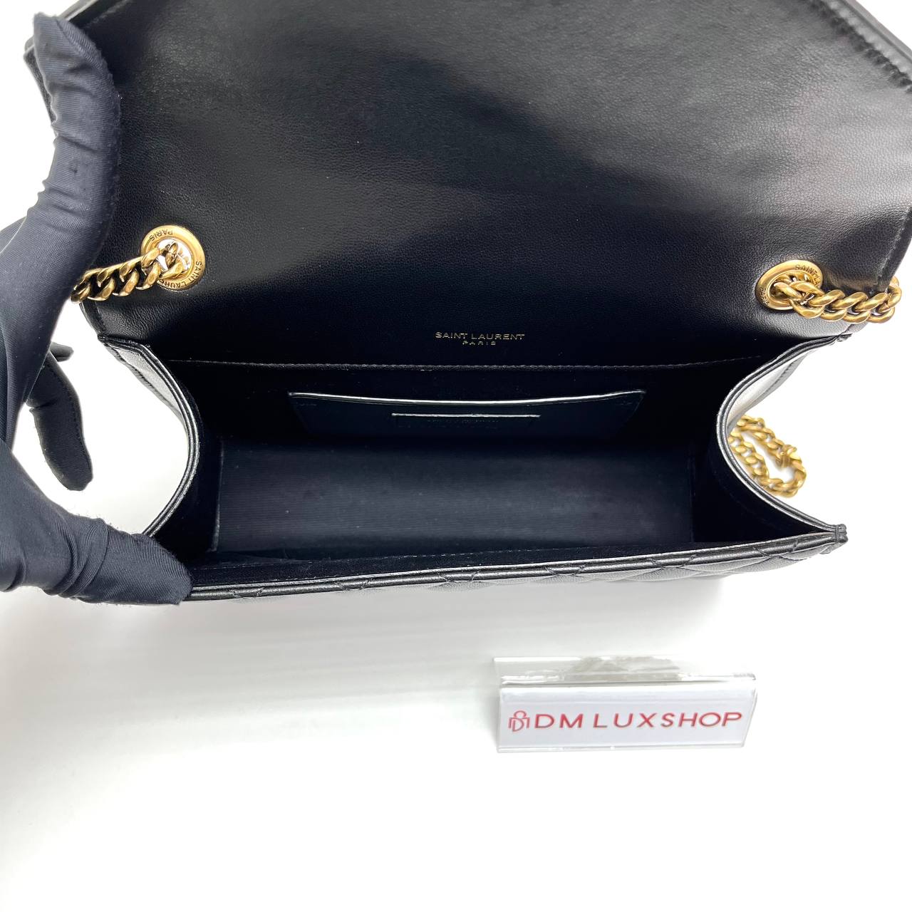 YSL Envelope Sling Bag Black Lambskin Small GHW