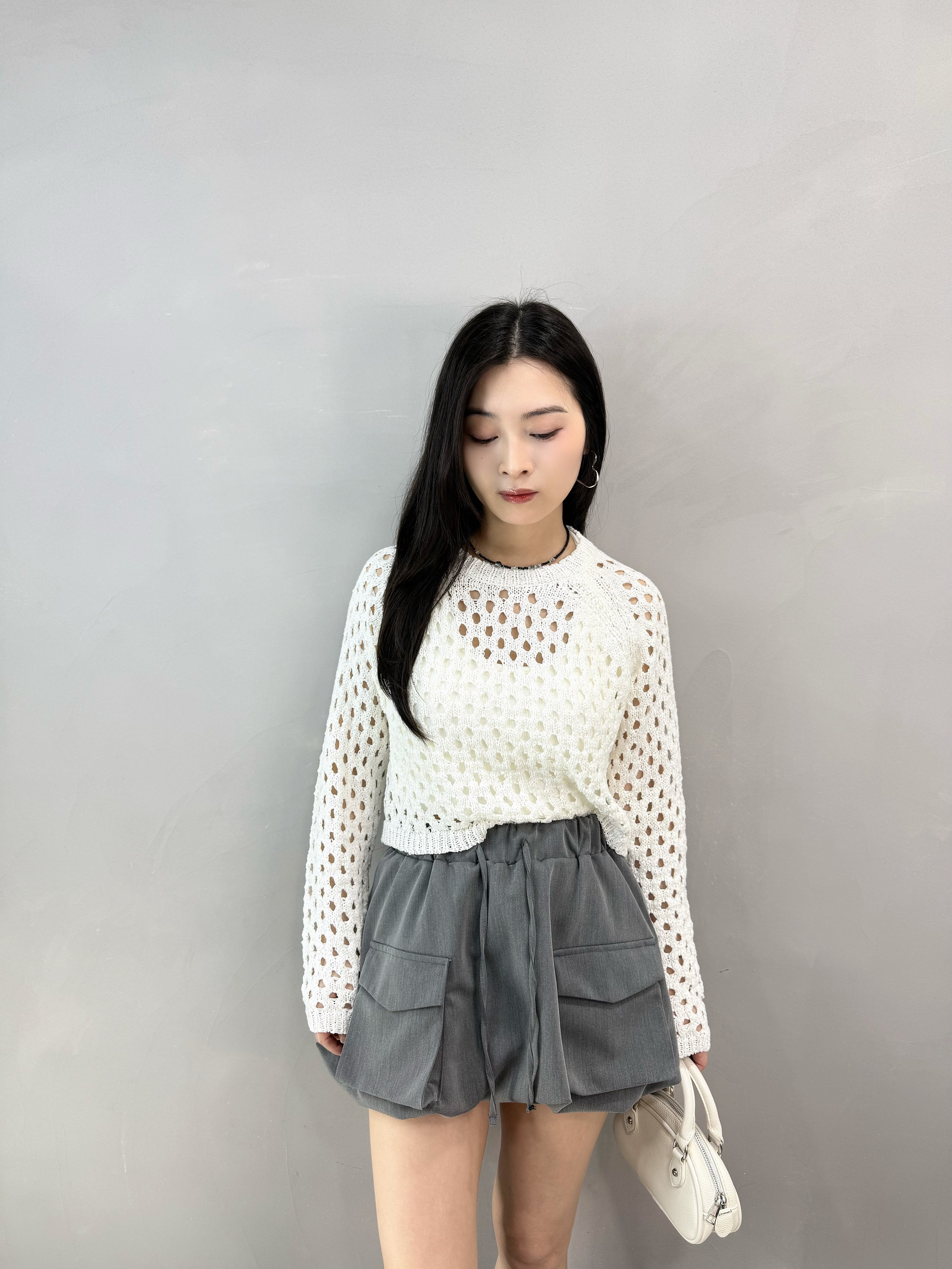 J61 後T帶暗紋長Bra Top